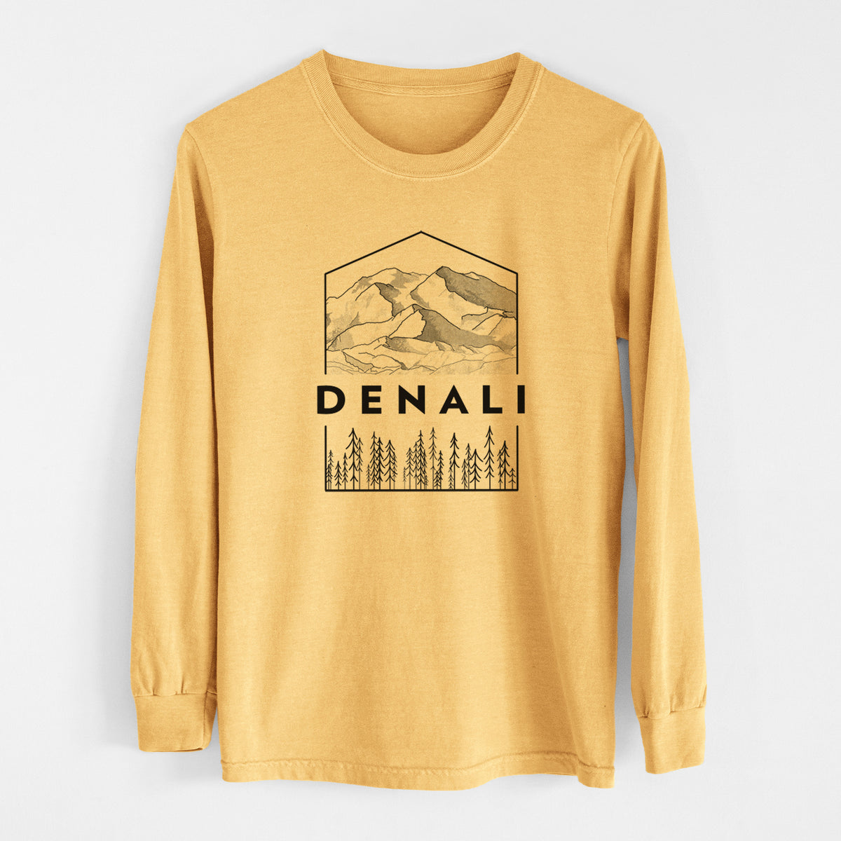 Denali Mountain - Denali National Park - Men&#39;s Heavyweight 100% Cotton Long Sleeve