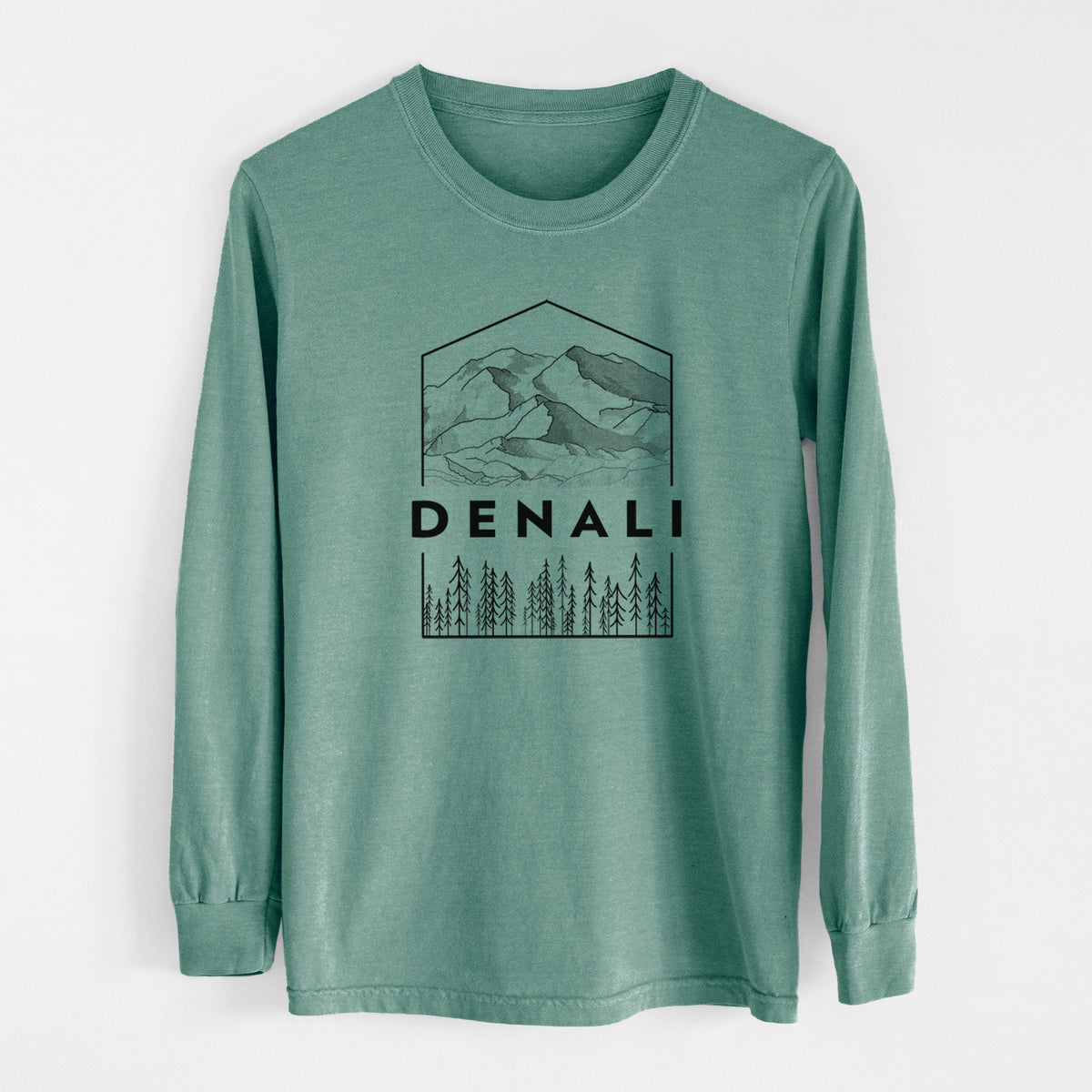 Denali Mountain - Denali National Park - Men&#39;s Heavyweight 100% Cotton Long Sleeve