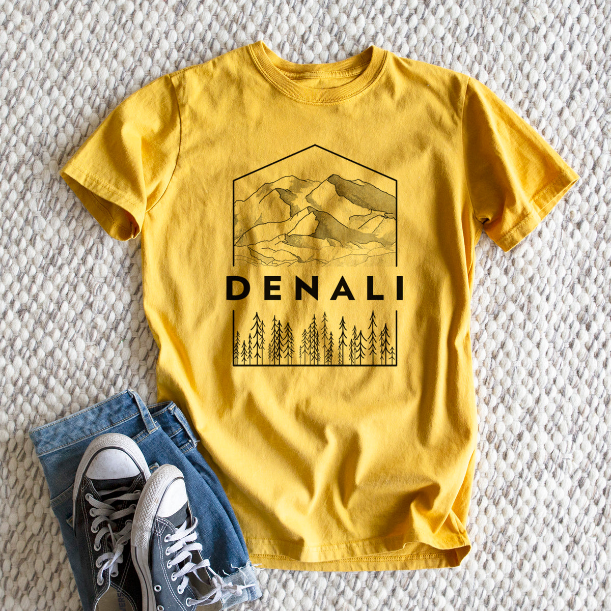 Denali Mountain - Denali National Park - Heavyweight Men&#39;s 100% Organic Cotton Tee