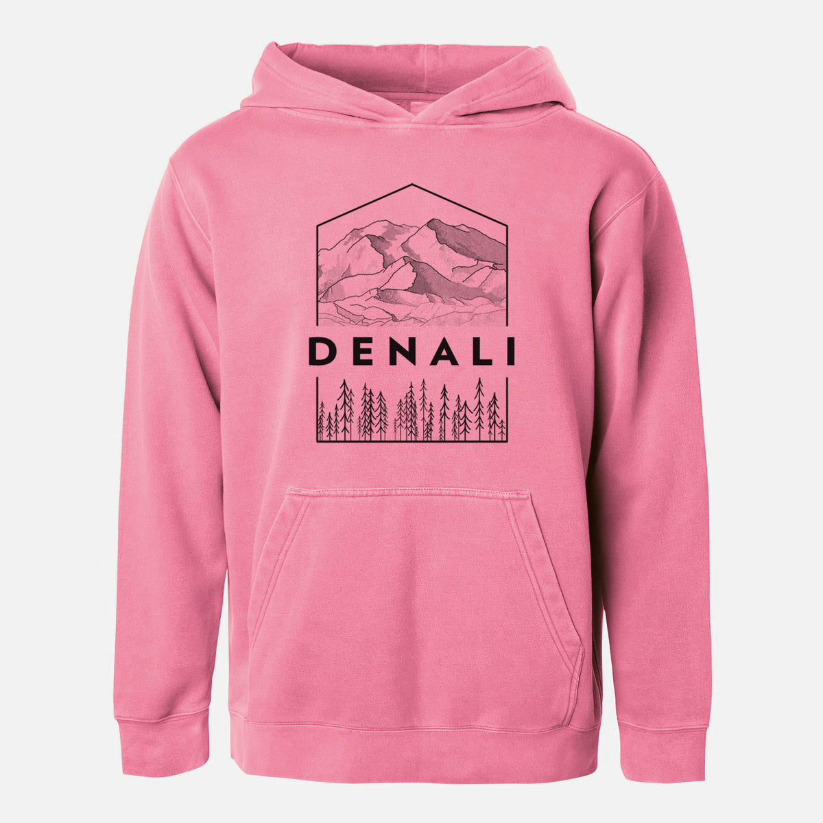 Denali Mountain - Denali National Park - Youth Pigment Dyed Hoodie