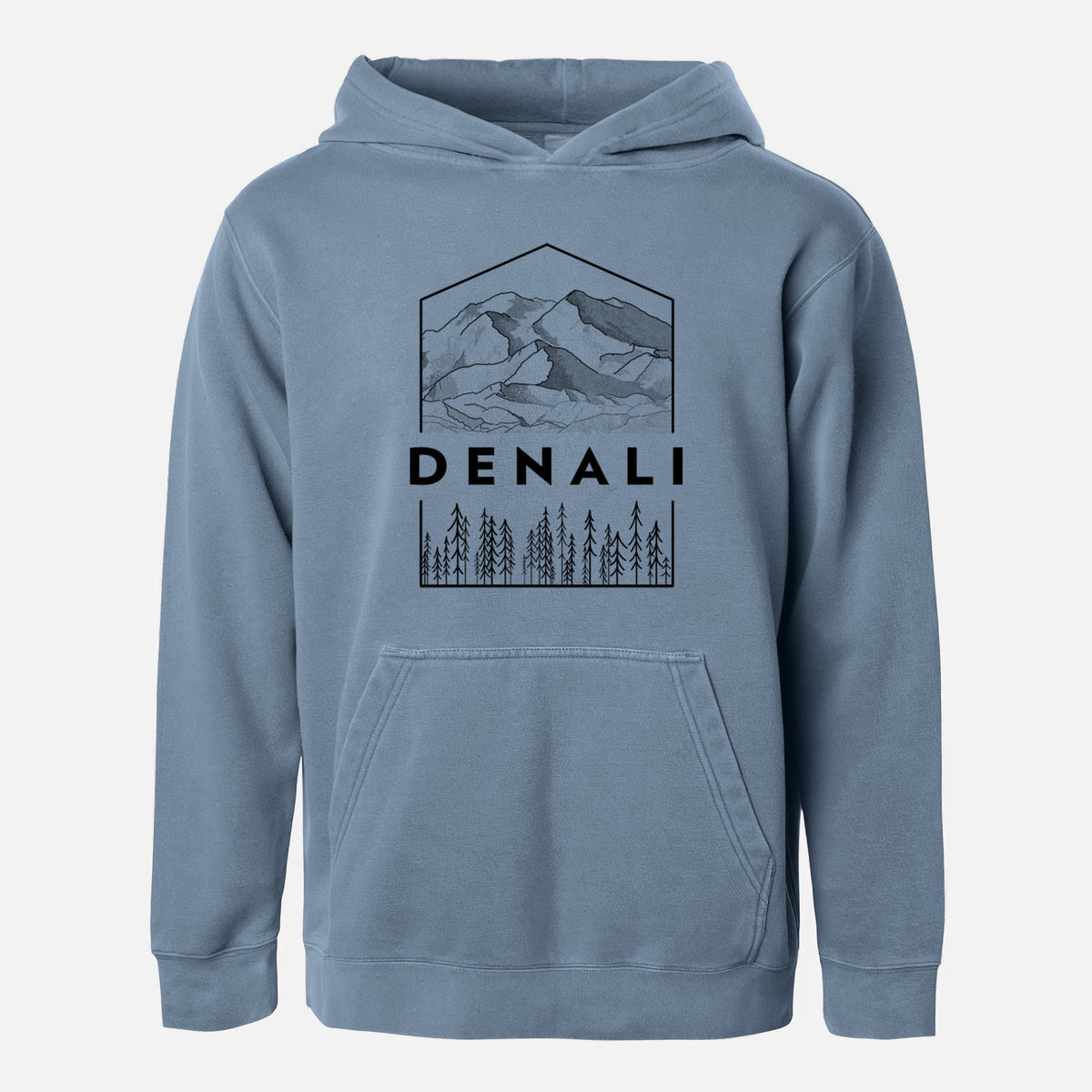 Denali Mountain - Denali National Park - Youth Pigment Dyed Hoodie