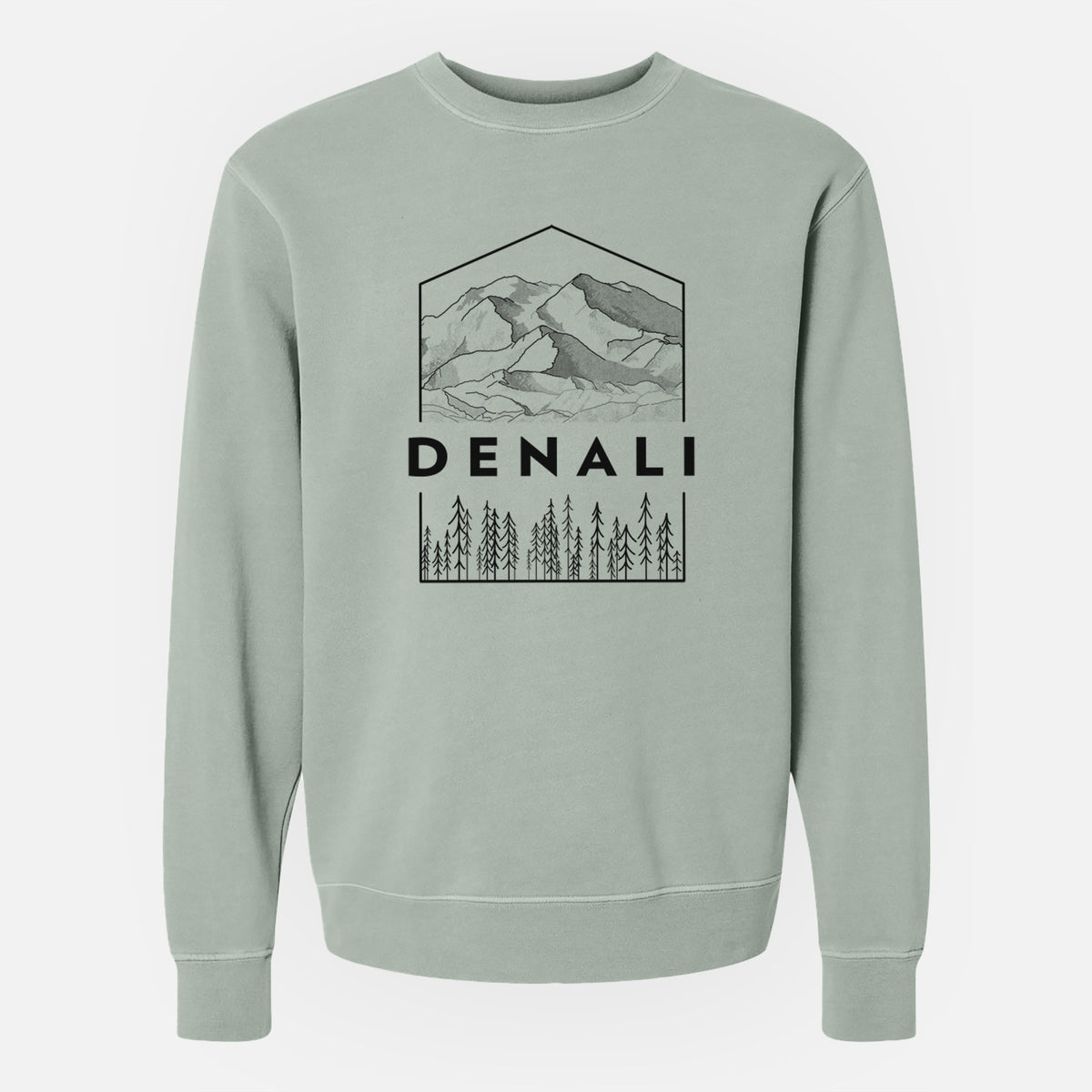 Denali Mountain - Denali National Park - Unisex Pigment Dyed Crew Sweatshirt