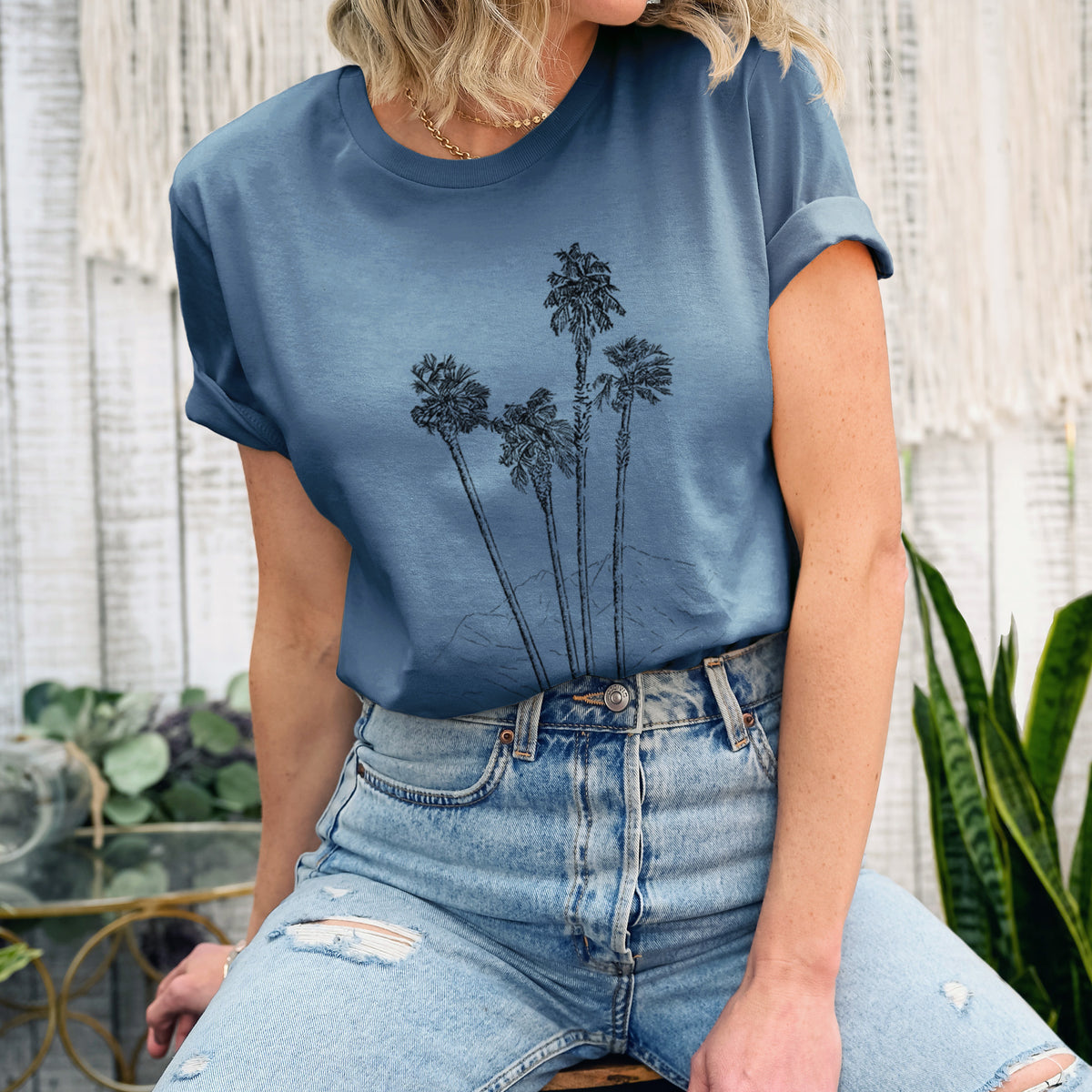 Desert Palms - Mexican Fan Palm - Washingtonia robusta - Lightweight 100% Cotton Unisex Crewneck