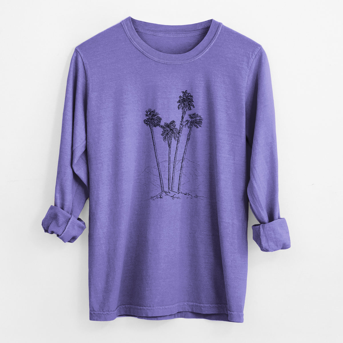 Desert Palms - Mexican Fan Palm - Washingtonia robusta - Unisex Comfort Colors 100% Cotton Long Sleeve