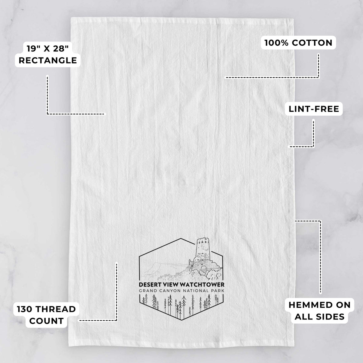 Desert View Watchtower - Grand Canyon National Park Tea Towel