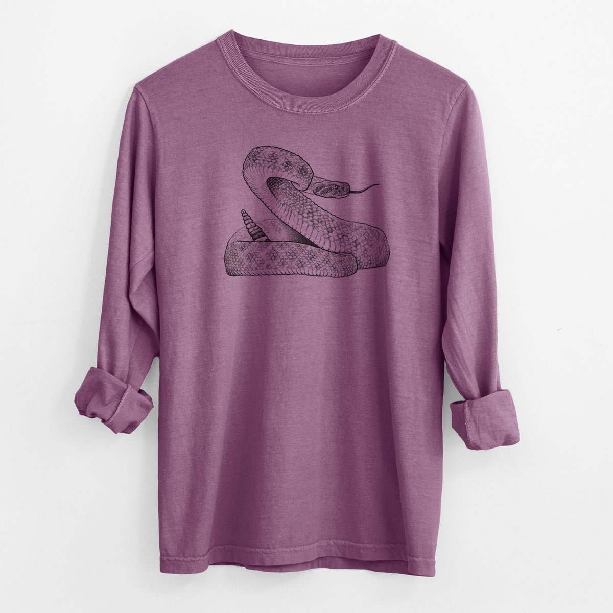 Western Diamondback Rattlesnake - Crotalus atrox - Men&#39;s Heavyweight 100% Cotton Long Sleeve