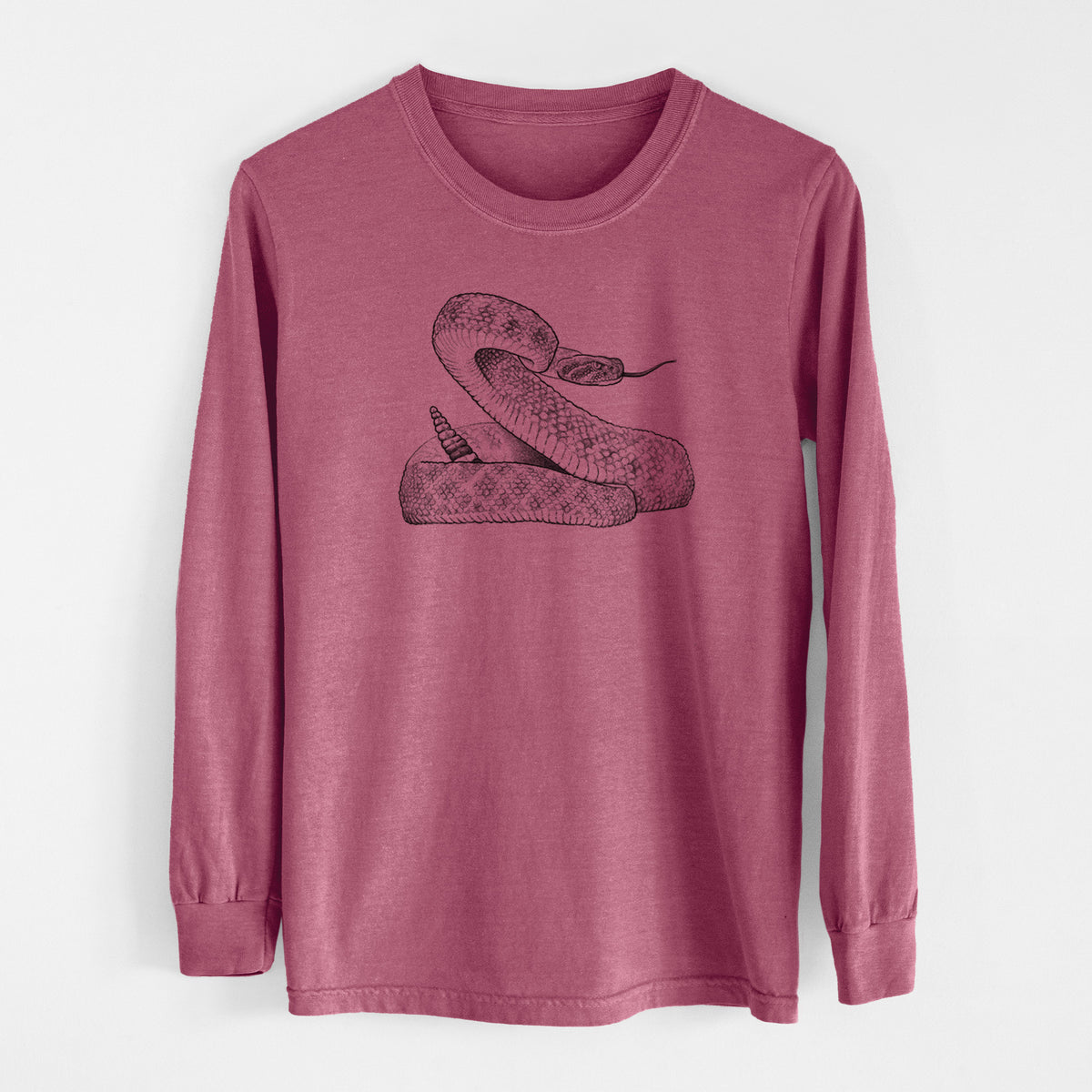 Western Diamondback Rattlesnake - Crotalus atrox - Men&#39;s Heavyweight 100% Cotton Long Sleeve