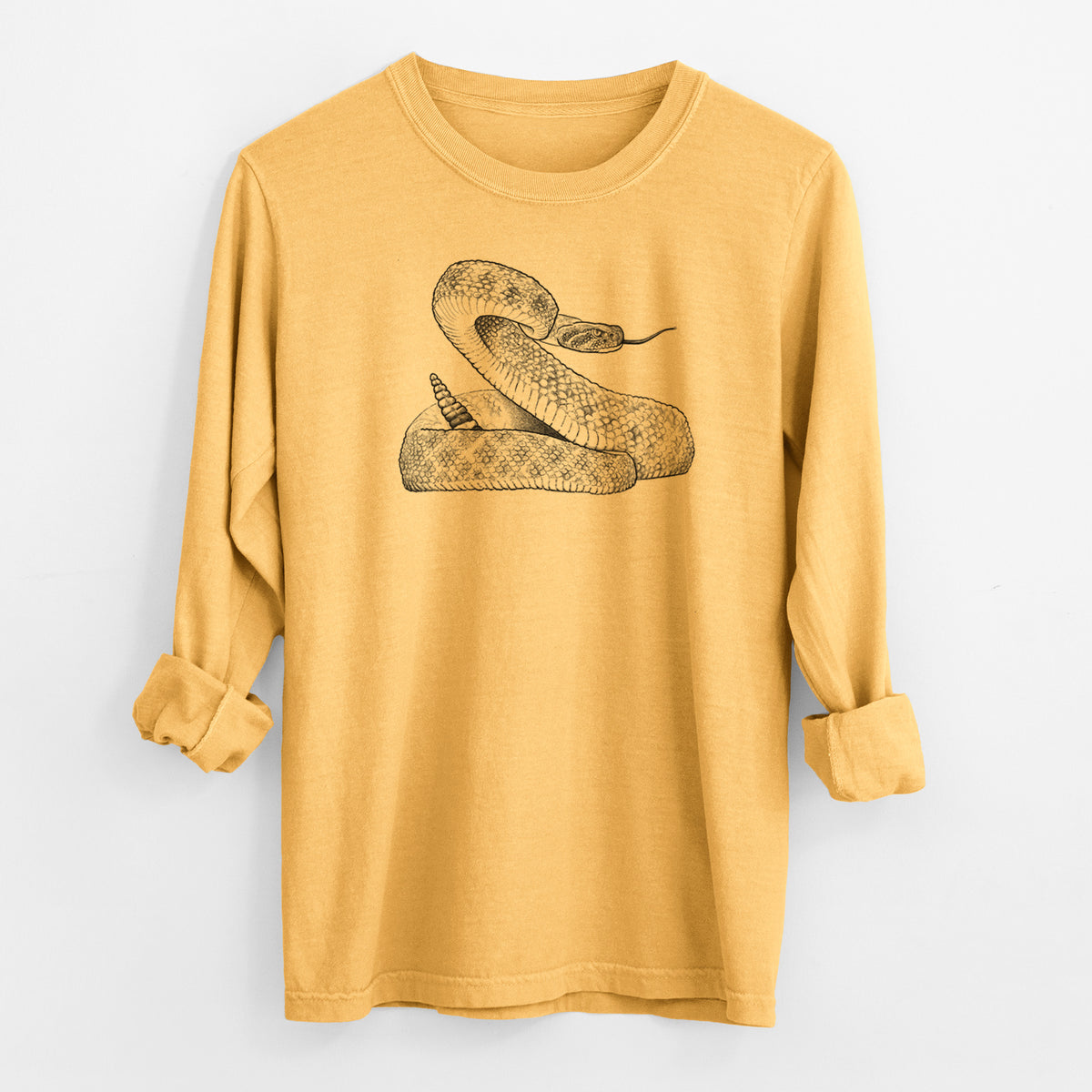 Western Diamondback Rattlesnake - Crotalus atrox - Men&#39;s Heavyweight 100% Cotton Long Sleeve