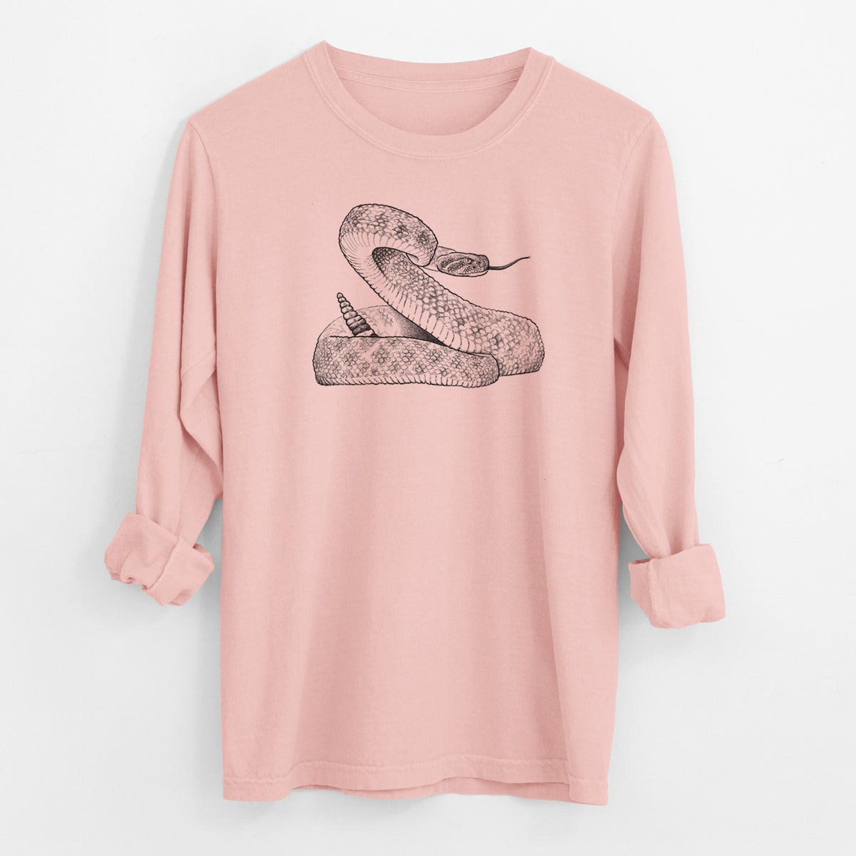 Western Diamondback Rattlesnake - Crotalus atrox - Men&#39;s Heavyweight 100% Cotton Long Sleeve