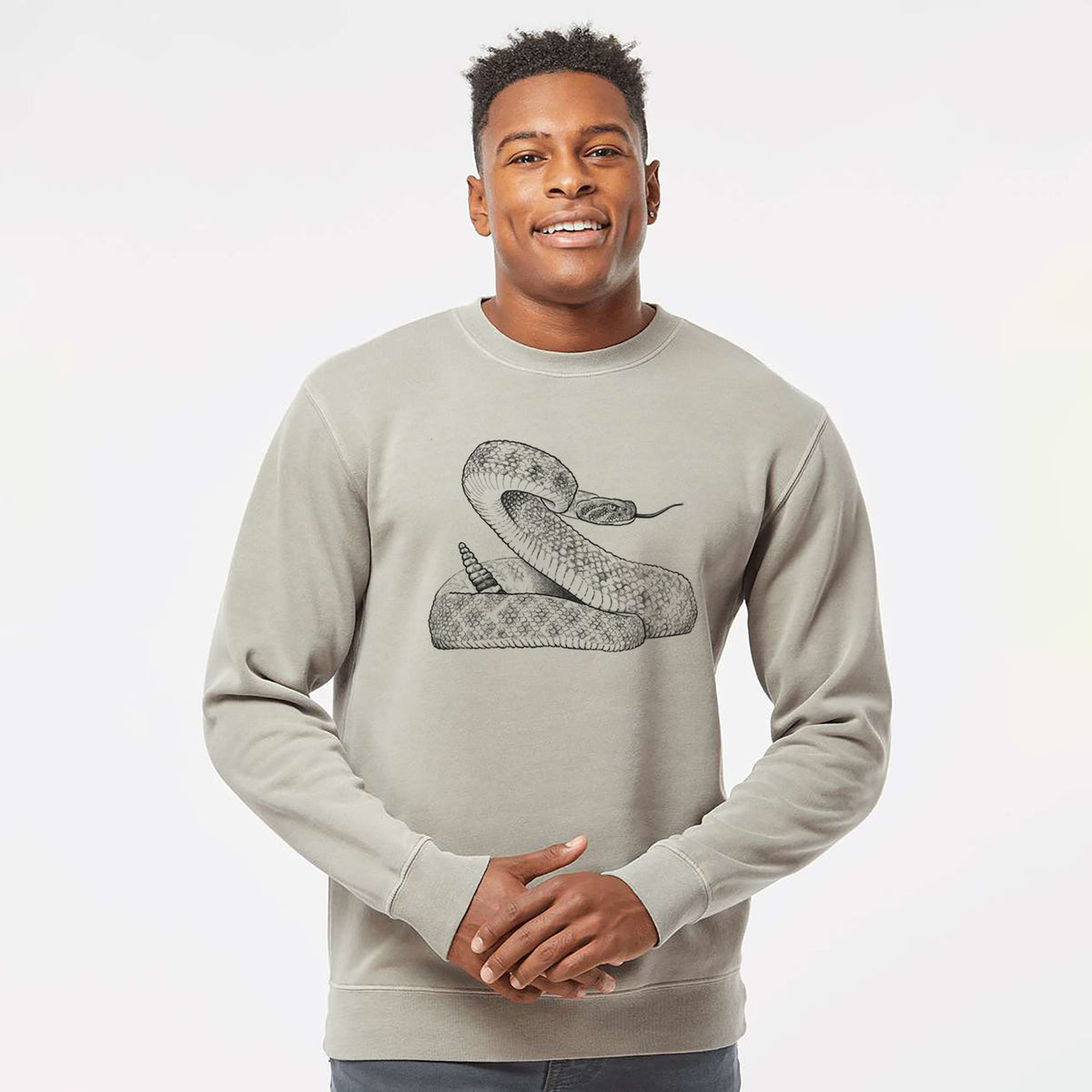 Western Diamondback Rattlesnake - Crotalus atrox - Unisex Pigment Dyed Crew Sweatshirt