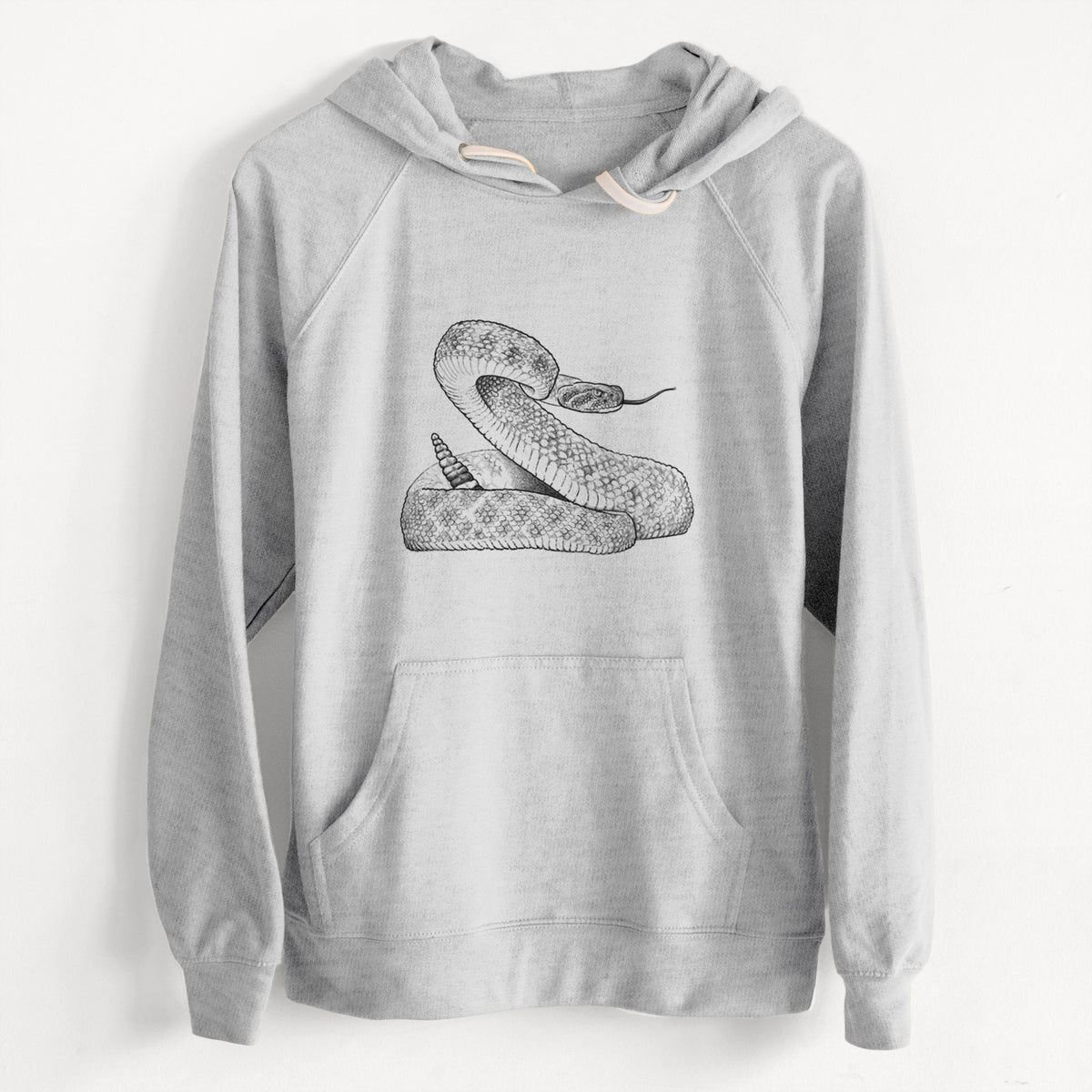 CLEARANCE - Western Diamondback Rattlesnake - Crotalus atrox  - Unisex Slim Fit Loopback Terry Hoodie