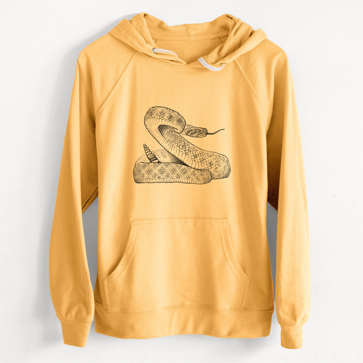 CLEARANCE - Western Diamondback Rattlesnake - Crotalus atrox  - Unisex Slim Fit Loopback Terry Hoodie