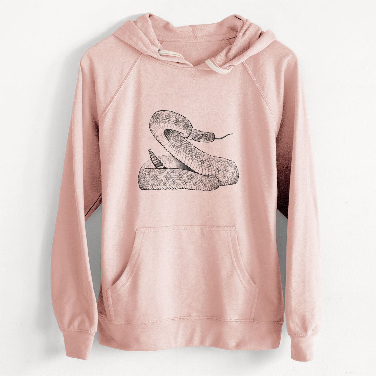 CLEARANCE - Western Diamondback Rattlesnake - Crotalus atrox  - Unisex Slim Fit Loopback Terry Hoodie