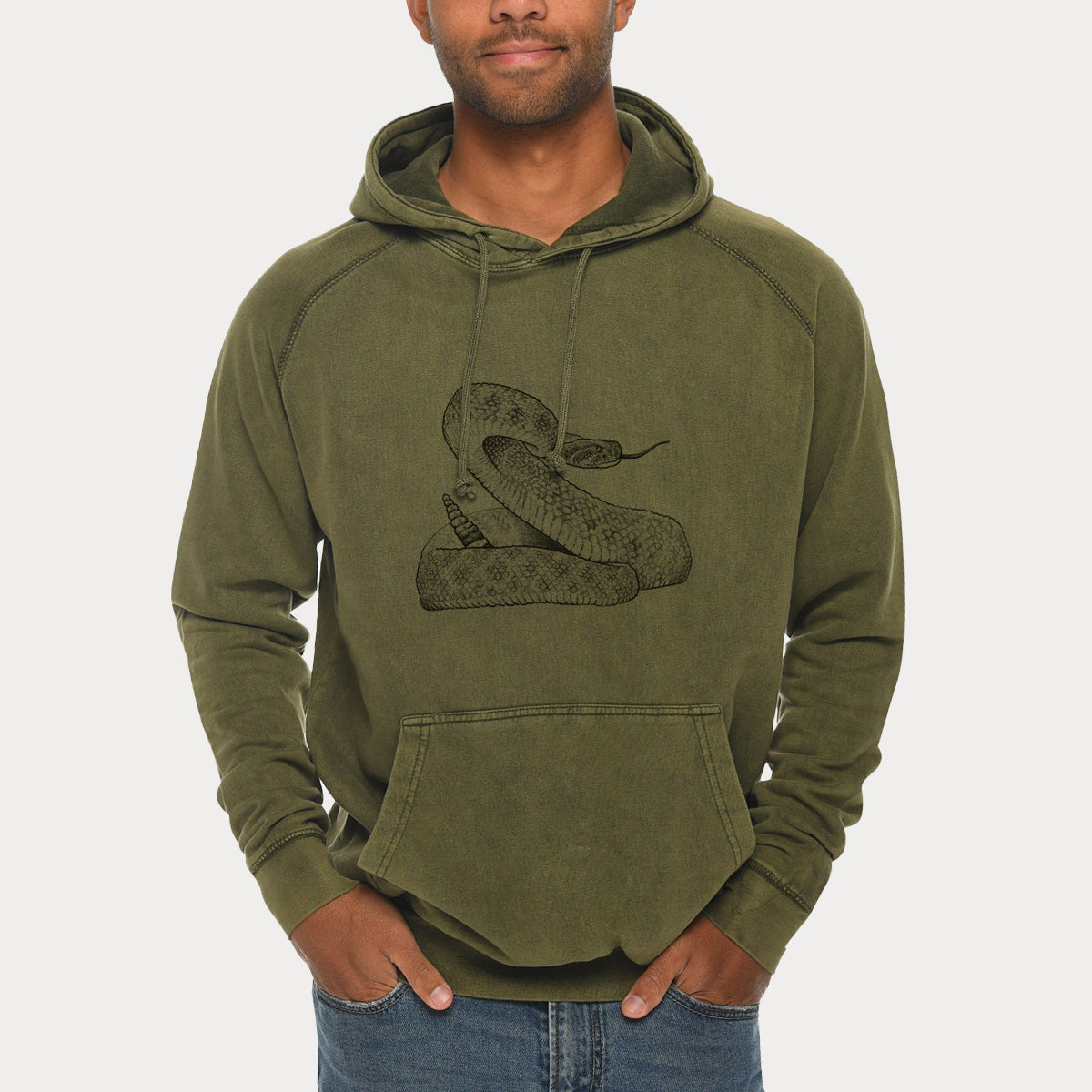 Western Diamondback Rattlesnake - Crotalus atrox  - Mid-Weight Unisex Vintage 100% Cotton Hoodie