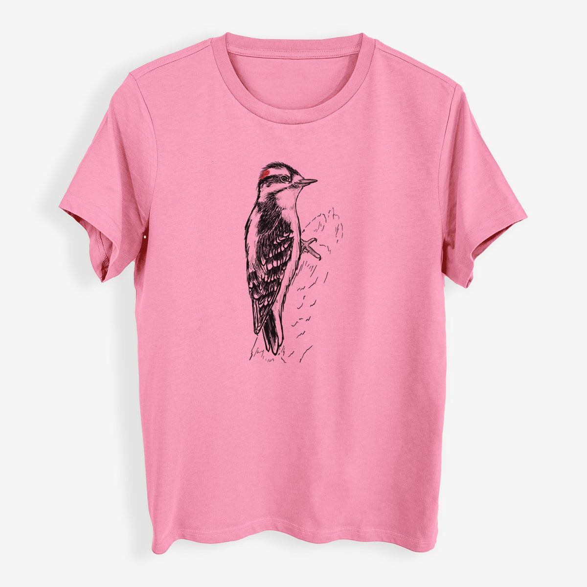 Downy Woodpecker - Picoides pubescens - Womens Everyday Maple Tee