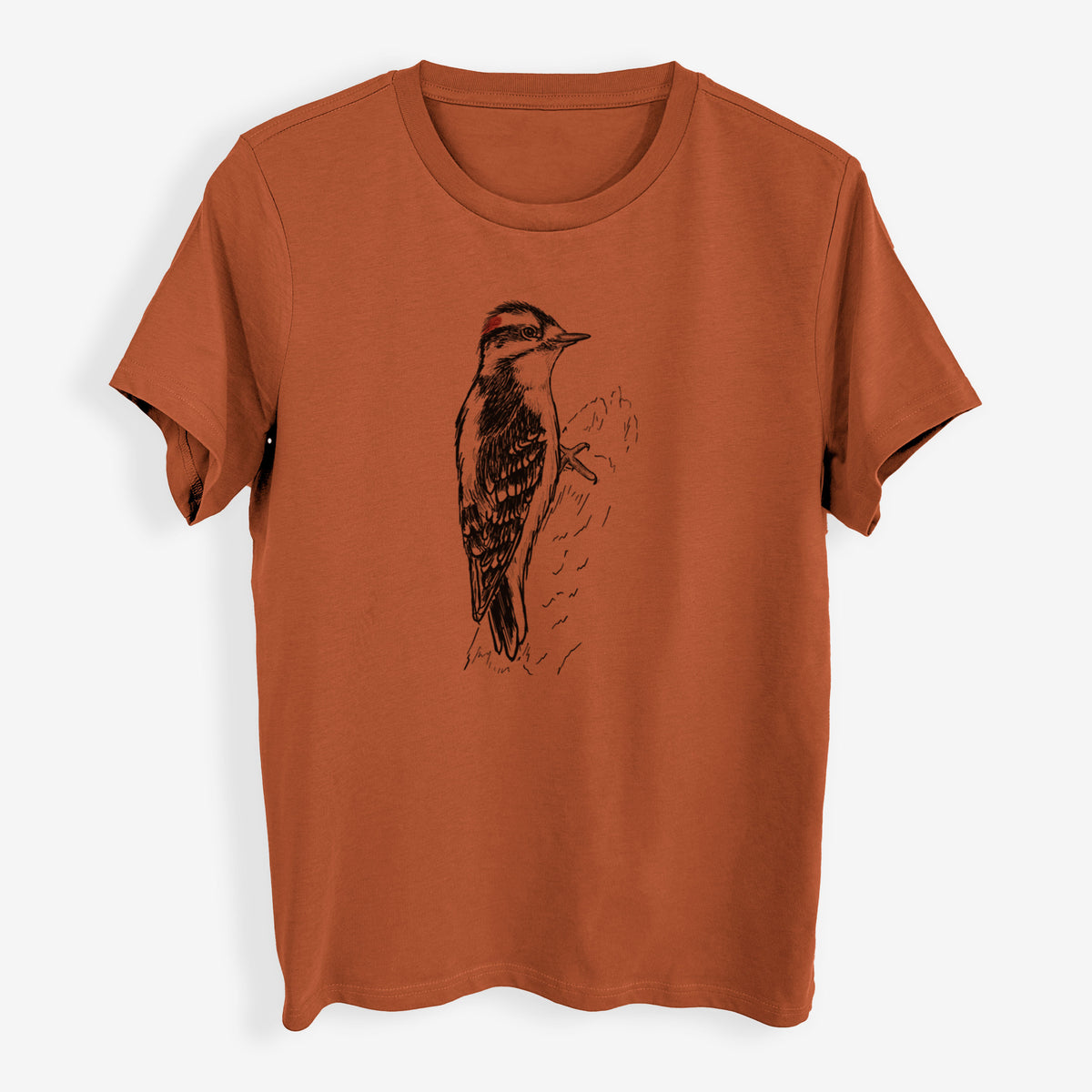 Downy Woodpecker - Picoides pubescens - Womens Everyday Maple Tee