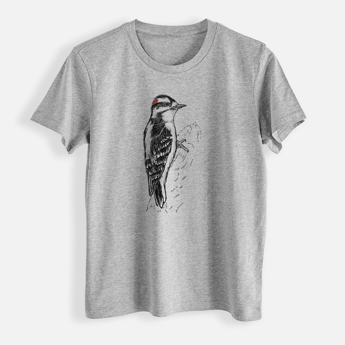 Downy Woodpecker - Picoides pubescens - Womens Everyday Maple Tee