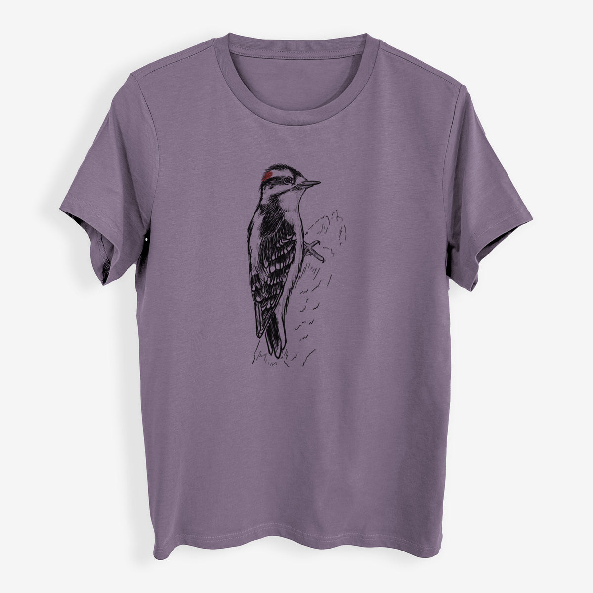 Downy Woodpecker - Picoides pubescens - Womens Everyday Maple Tee