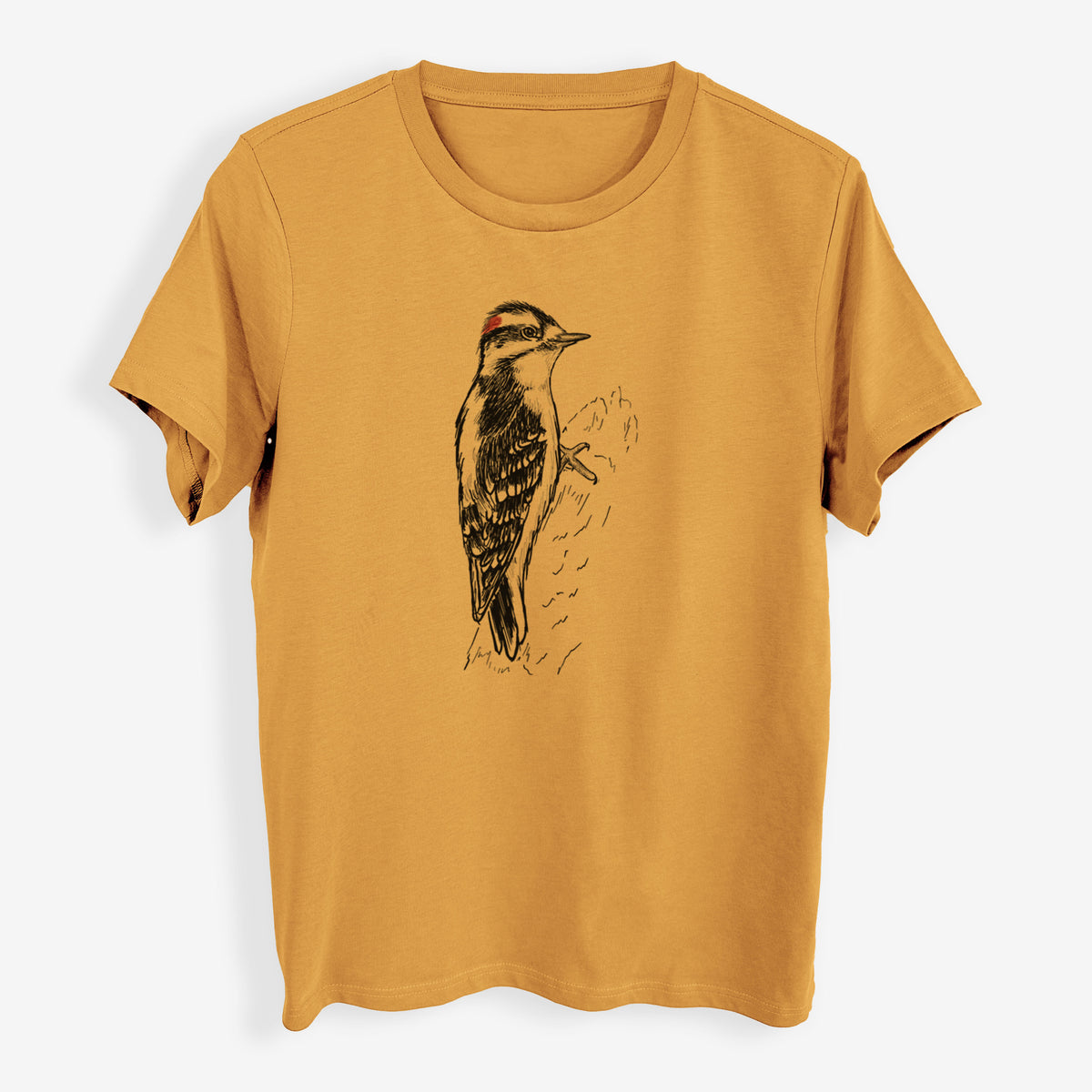 Downy Woodpecker - Picoides pubescens - Womens Everyday Maple Tee