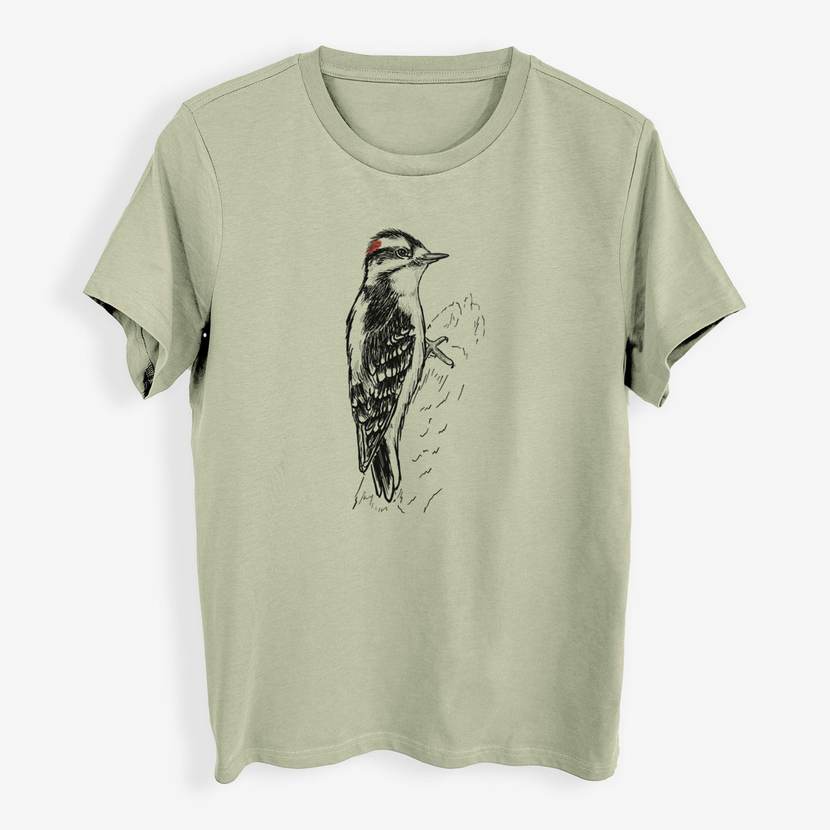 Downy Woodpecker - Picoides pubescens - Womens Everyday Maple Tee