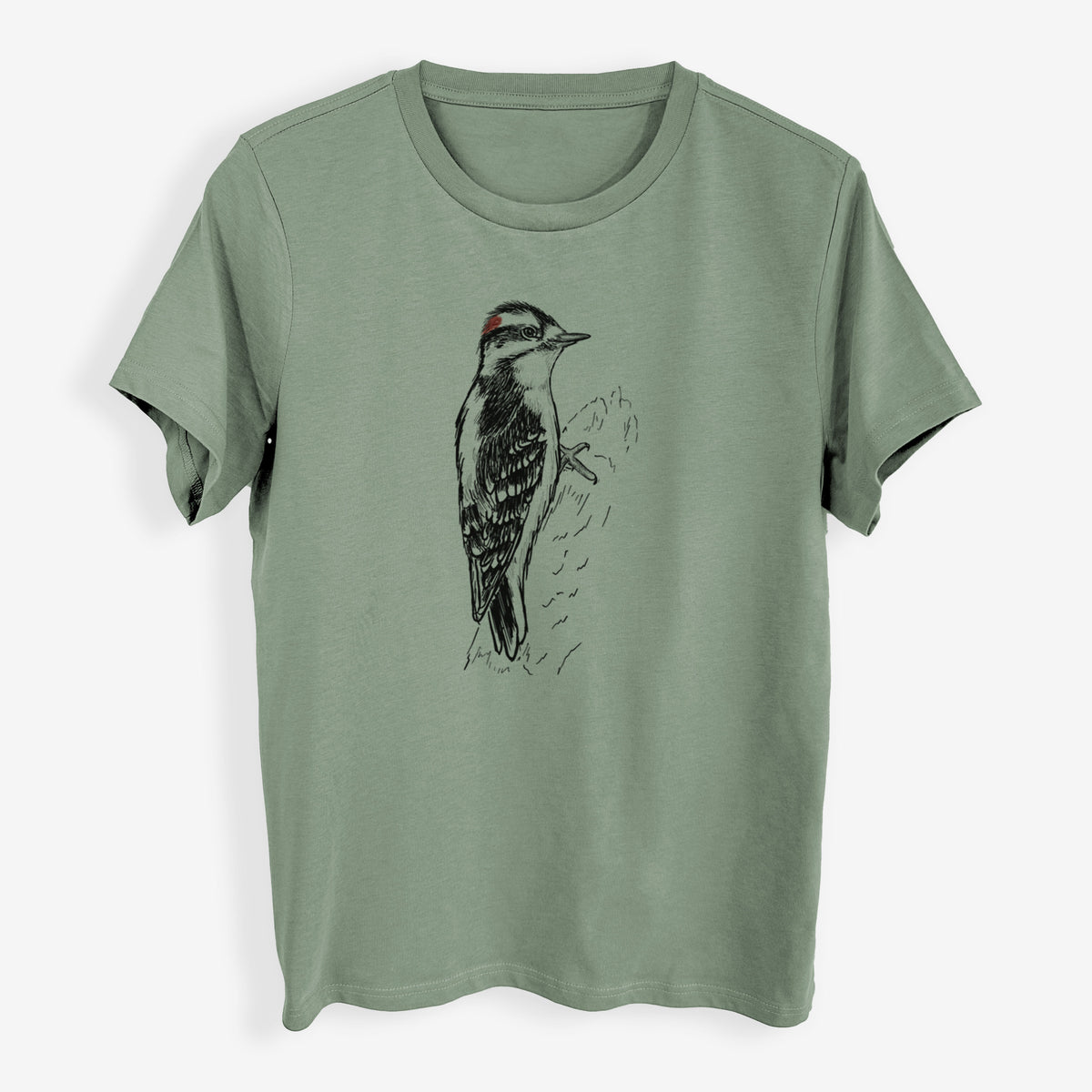 Downy Woodpecker - Picoides pubescens - Womens Everyday Maple Tee