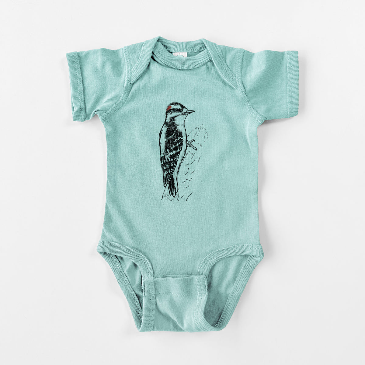 Downy Woodpecker - Picoides pubescens - Baby Fine Jersey Bodysuit