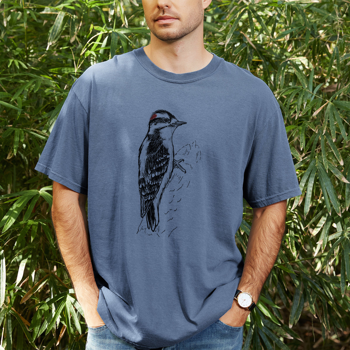 Downy Woodpecker - Picoides pubescens - Unisex Comfort Colors Garment-Dyed Heavyweight T-shirt