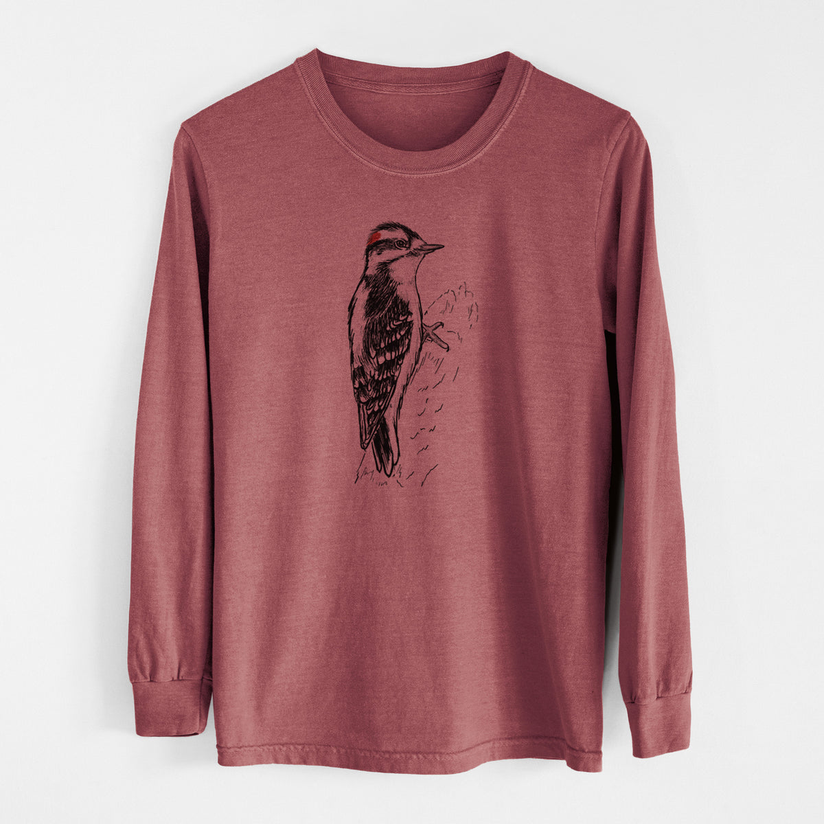 Downy Woodpecker - Picoides pubescens - Unisex Comfort Colors 100% Cotton Long Sleeve