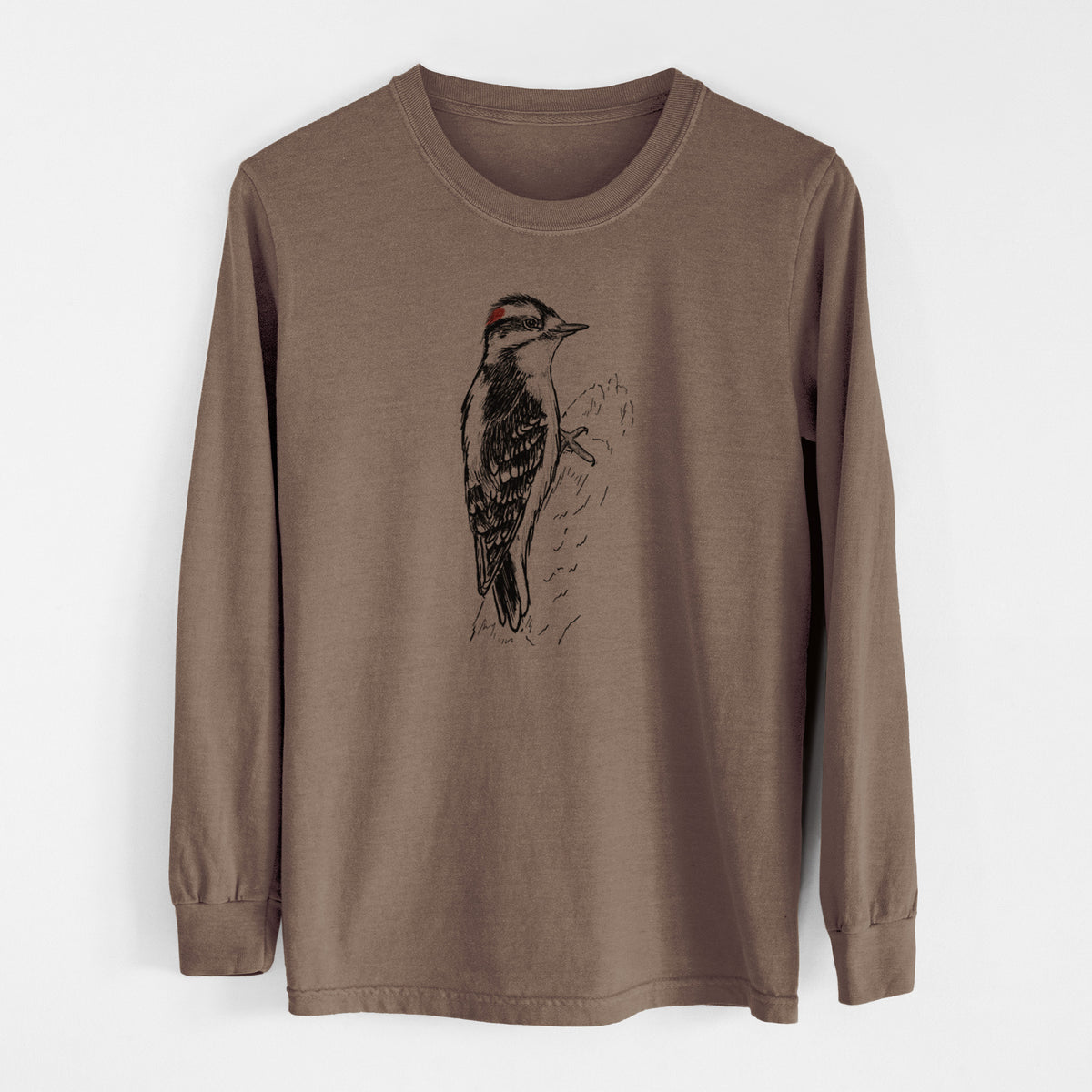 Downy Woodpecker - Picoides pubescens - Unisex Comfort Colors 100% Cotton Long Sleeve