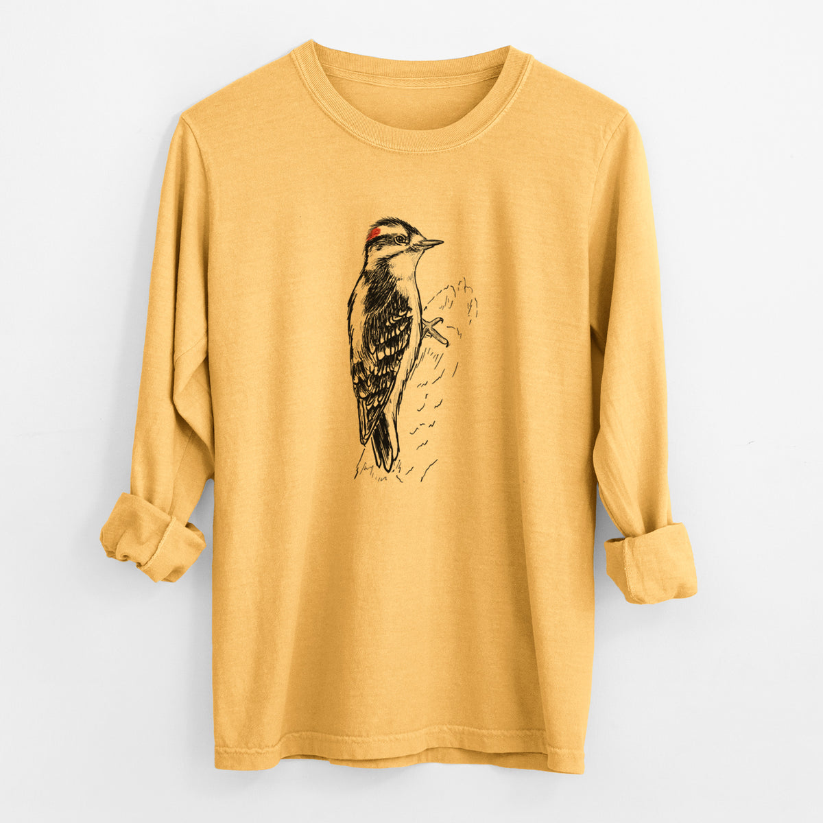 Downy Woodpecker - Picoides pubescens - Unisex Comfort Colors 100% Cotton Long Sleeve