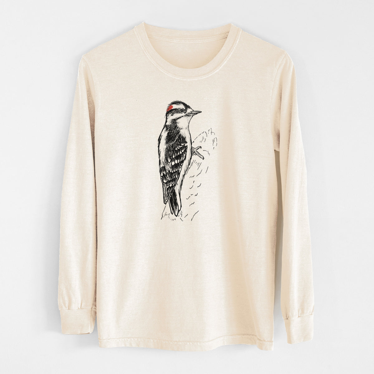 Downy Woodpecker - Picoides pubescens - Unisex Comfort Colors 100% Cotton Long Sleeve