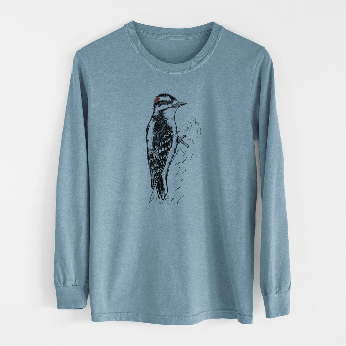 Downy Woodpecker - Picoides pubescens - Unisex Comfort Colors 100% Cotton Long Sleeve