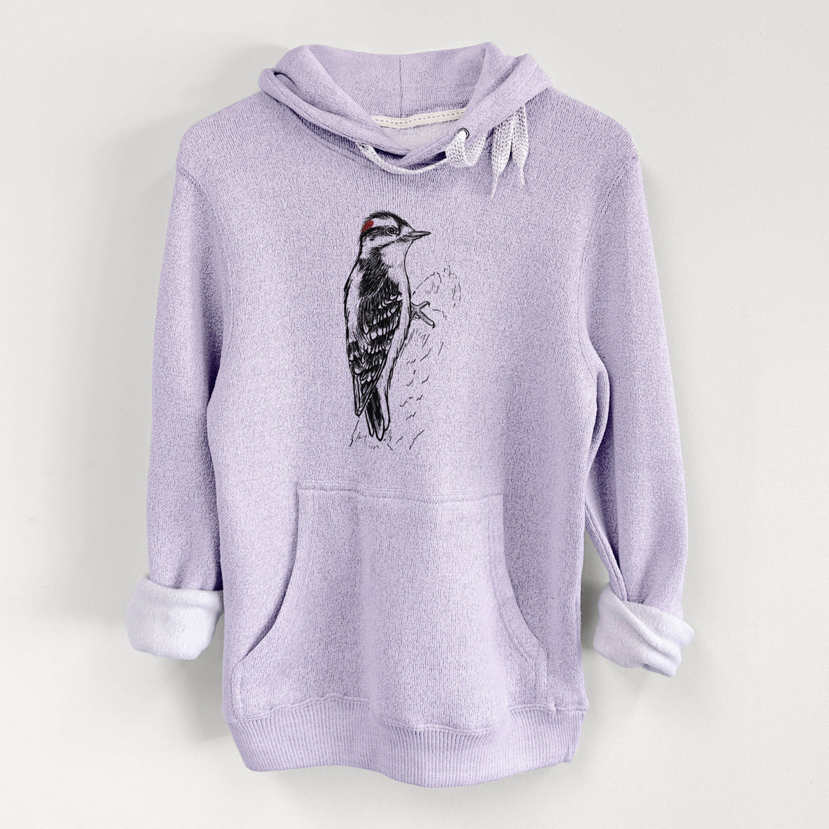 Downy Woodpecker - Picoides pubescens - Knit Hoodie