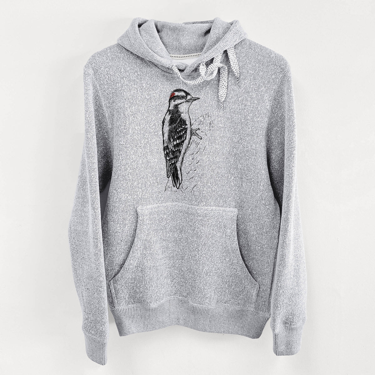 Downy Woodpecker - Picoides pubescens - Knit Hoodie