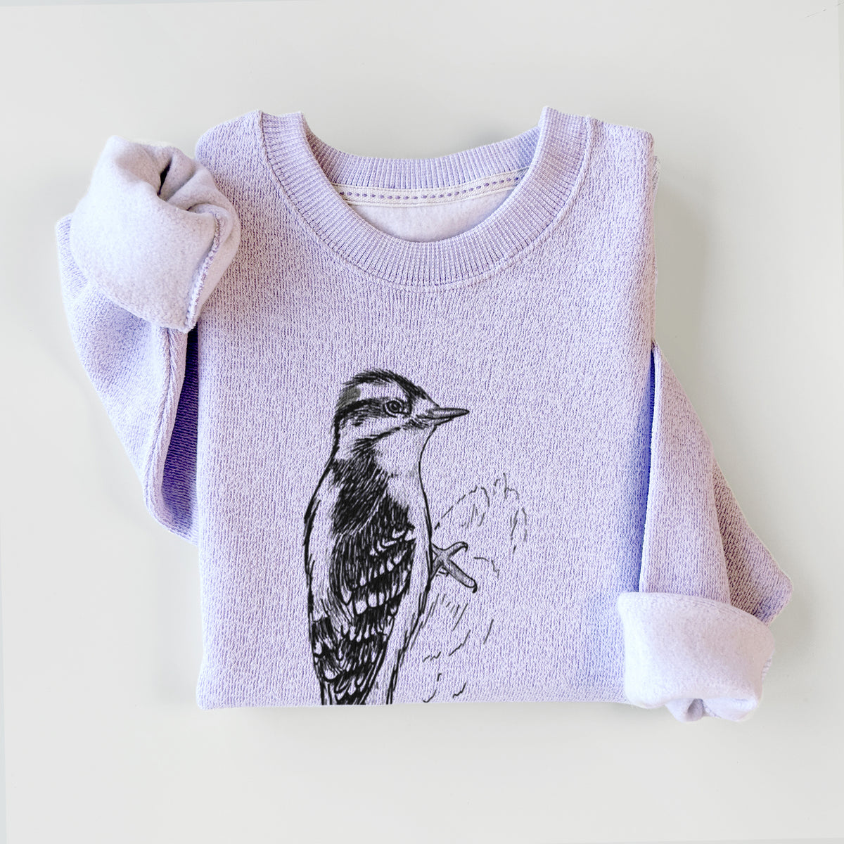 Downy Woodpecker - Picoides pubescens - Knit Sweatshirt