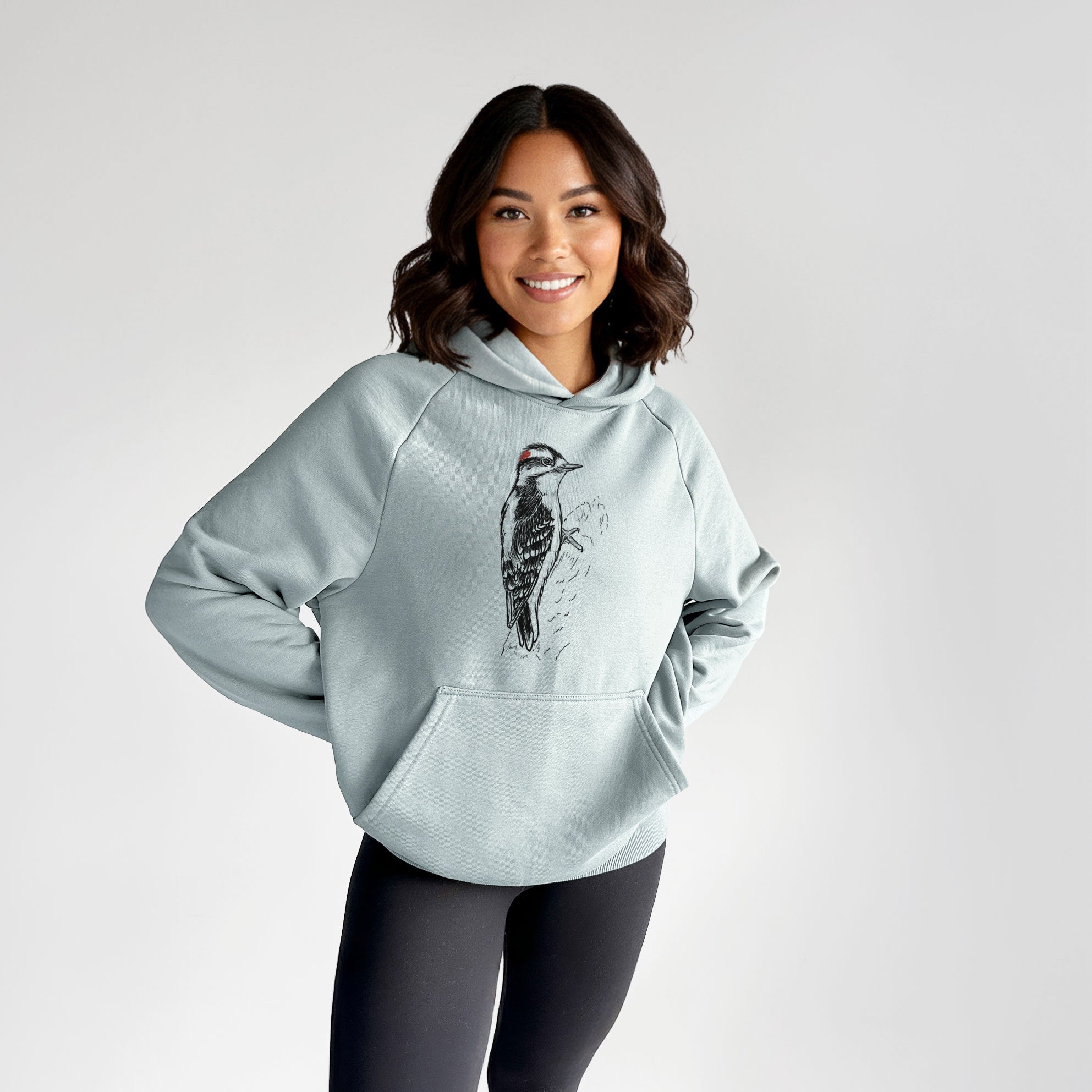 Downy Woodpecker - Picoides pubescens - UltraLuxe Heavyweight French Terry Hoodie