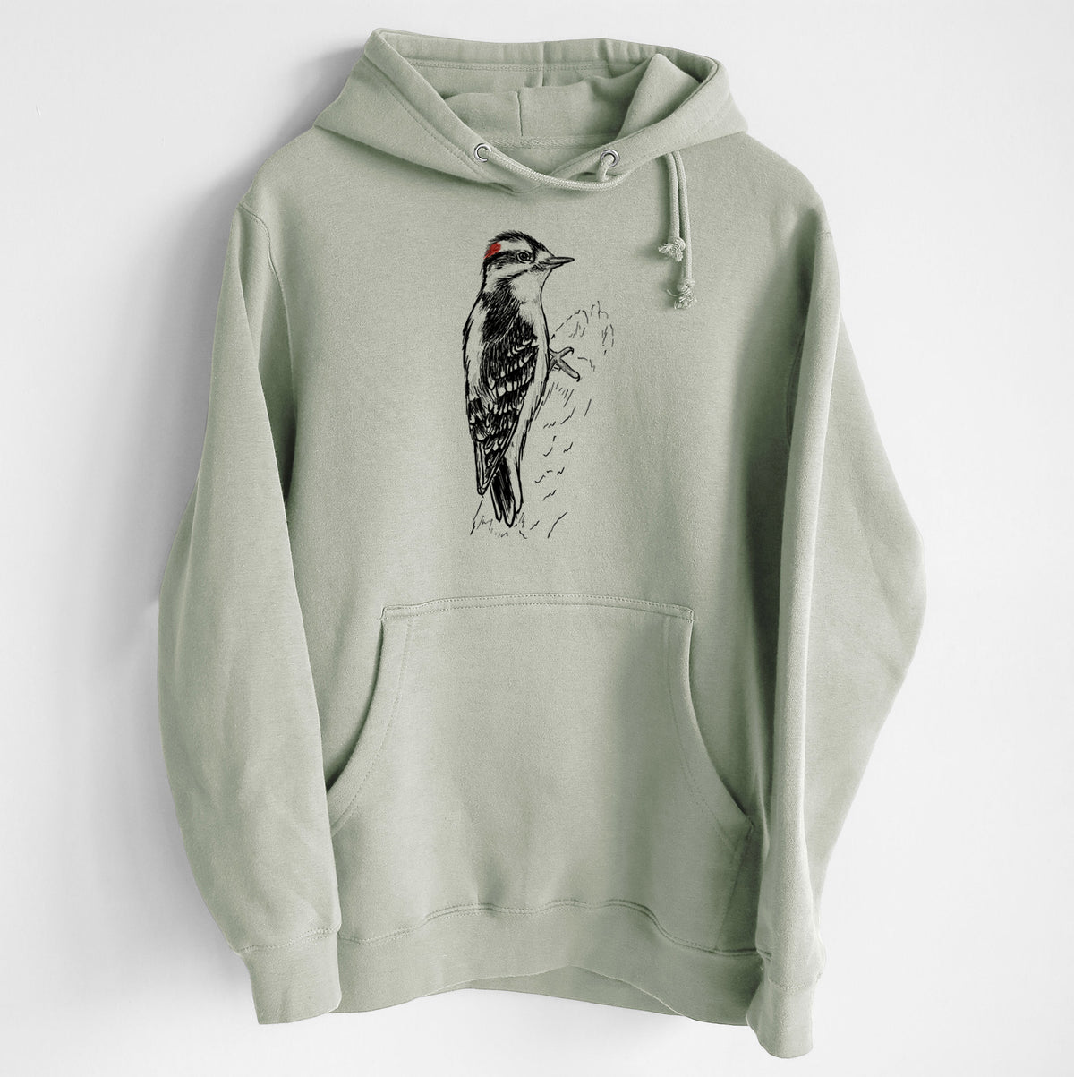 Downy Woodpecker - Picoides pubescens - Heavyweight Fleece Hoodie