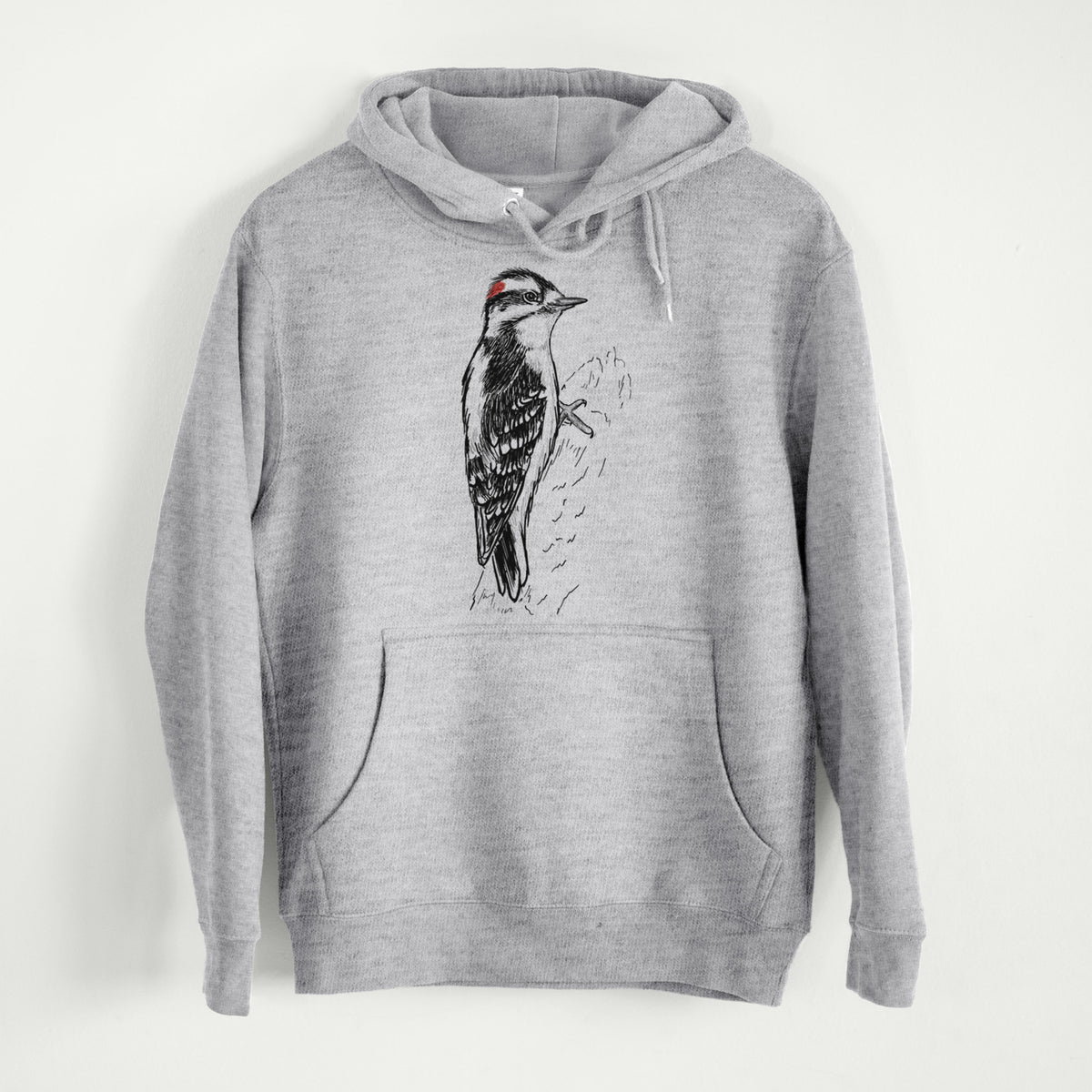 Downy Woodpecker - Picoides pubescens  - Mid-Weight Unisex Premium Blend Hoodie