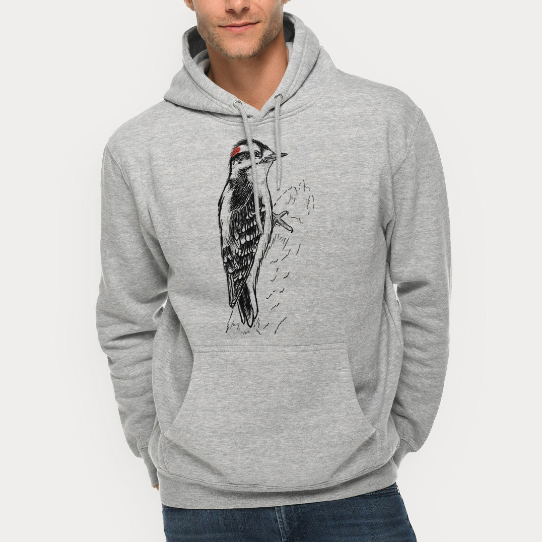 Downy Woodpecker - Picoides pubescens  - Mid-Weight Unisex Premium Blend Hoodie