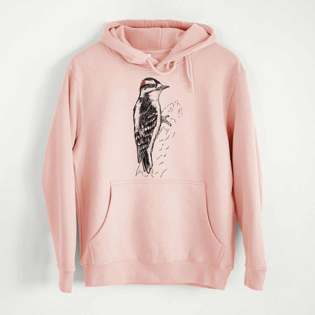 Downy Woodpecker - Picoides pubescens  - Mid-Weight Unisex Premium Blend Hoodie