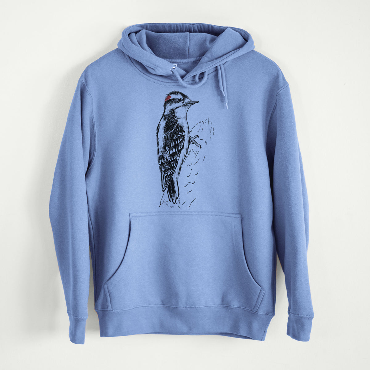 Downy Woodpecker - Picoides pubescens  - Mid-Weight Unisex Premium Blend Hoodie