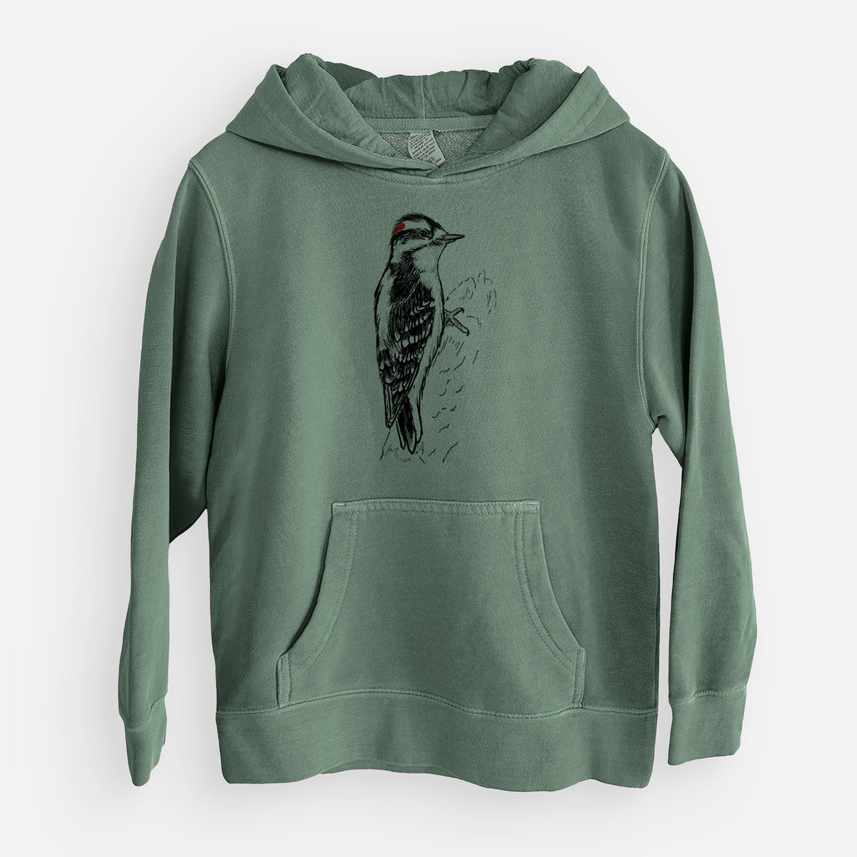 Downy Woodpecker - Picoides pubescens - Youth Pigment Dyed Hoodie