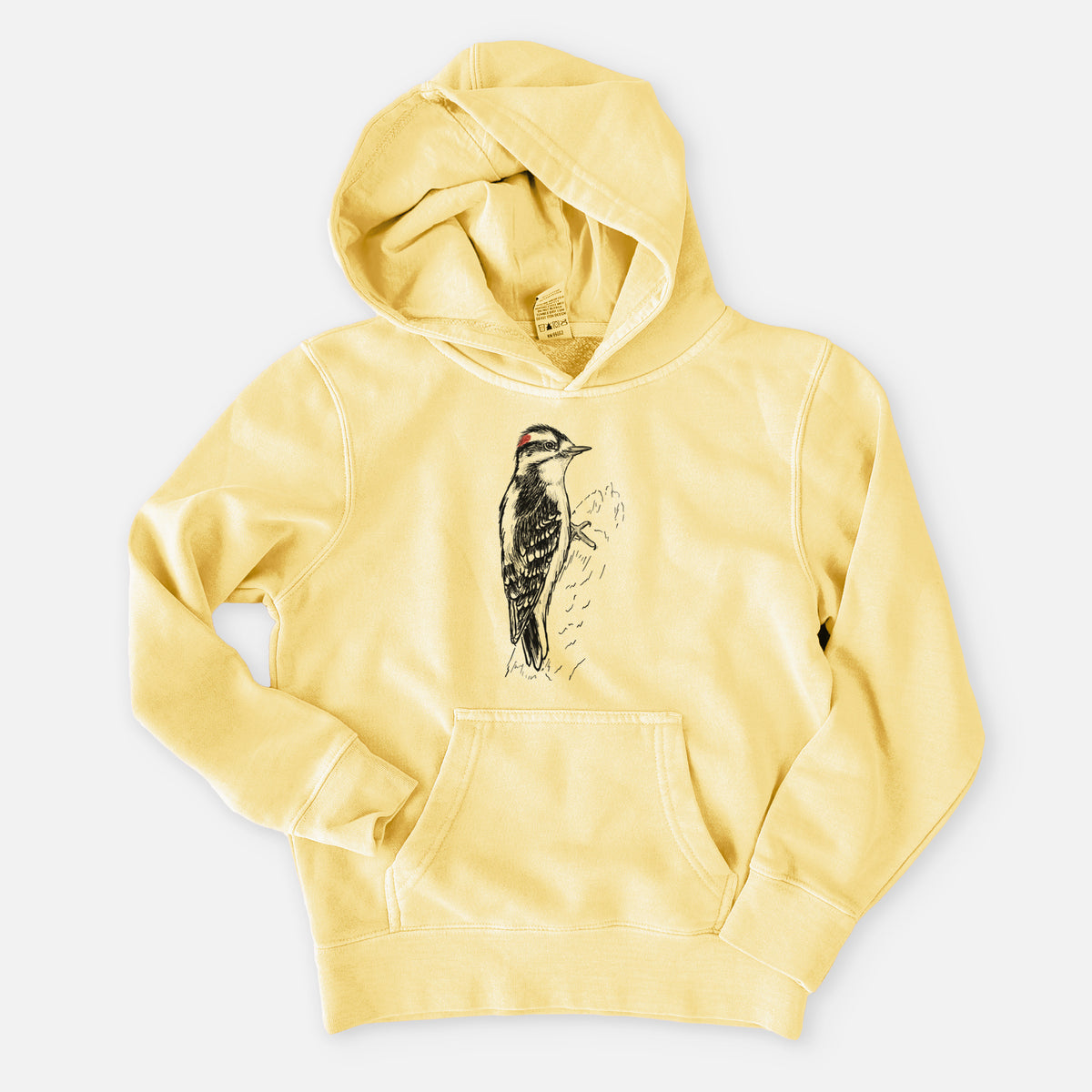 Downy Woodpecker - Picoides pubescens - Youth Pigment Dyed Hoodie