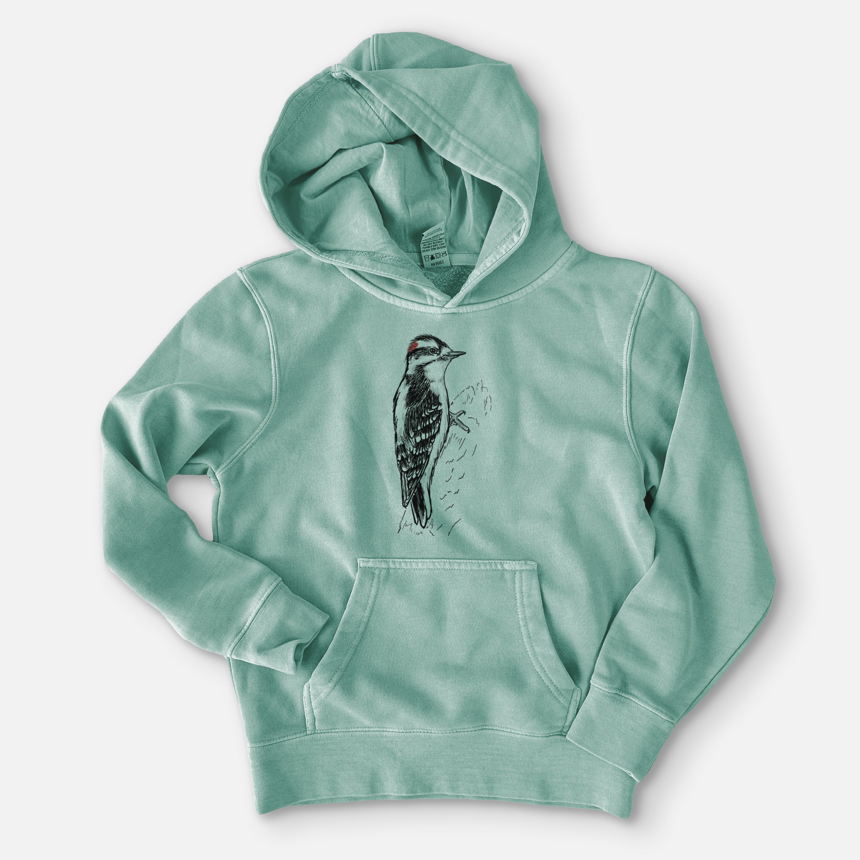 Downy Woodpecker - Picoides pubescens - Youth Pigment Dyed Hoodie