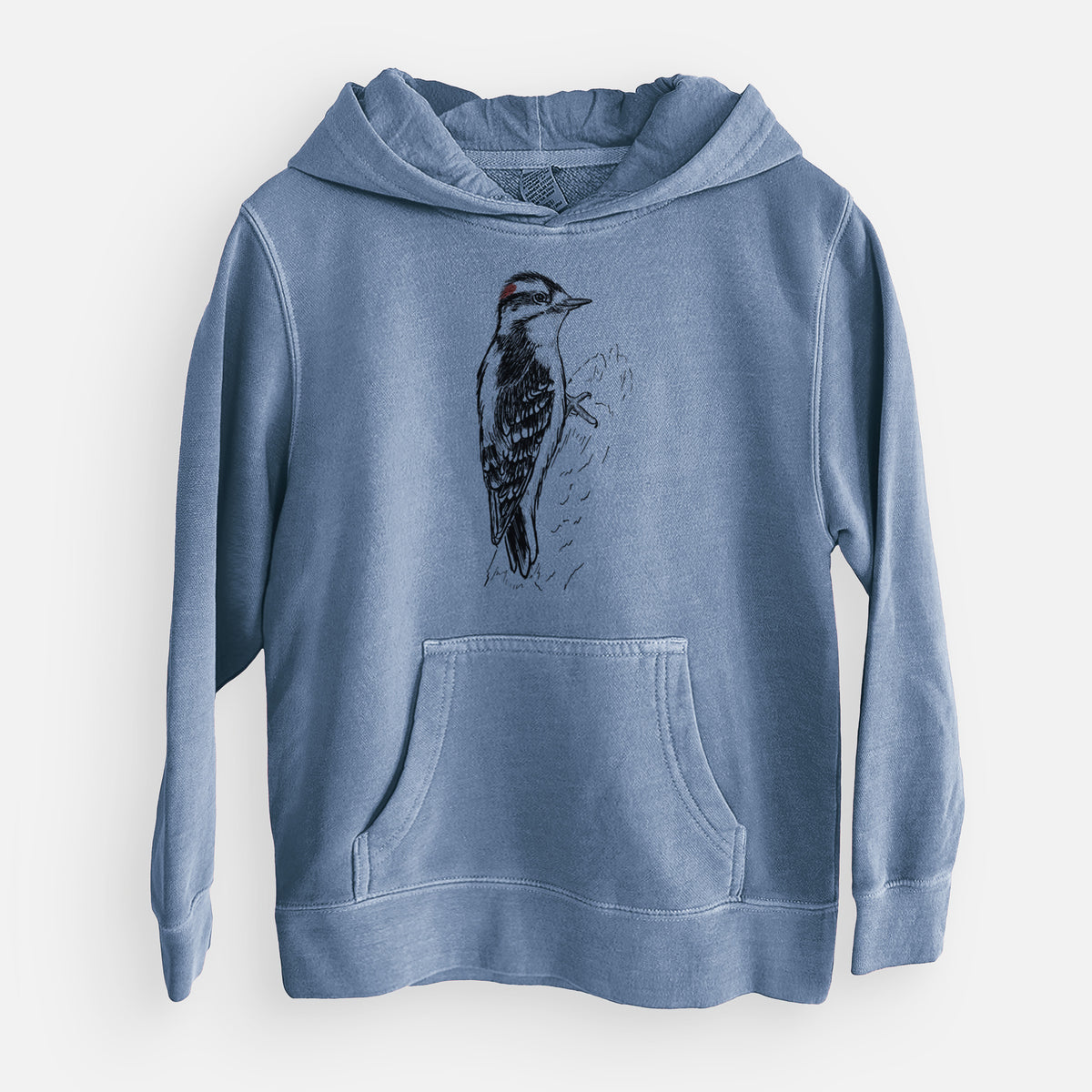 Downy Woodpecker - Picoides pubescens - Youth Pigment Dyed Hoodie