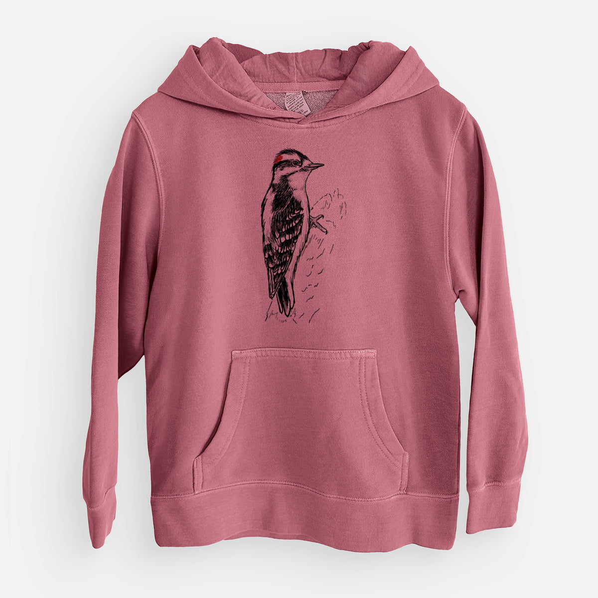 Downy Woodpecker - Picoides pubescens - Youth Pigment Dyed Hoodie