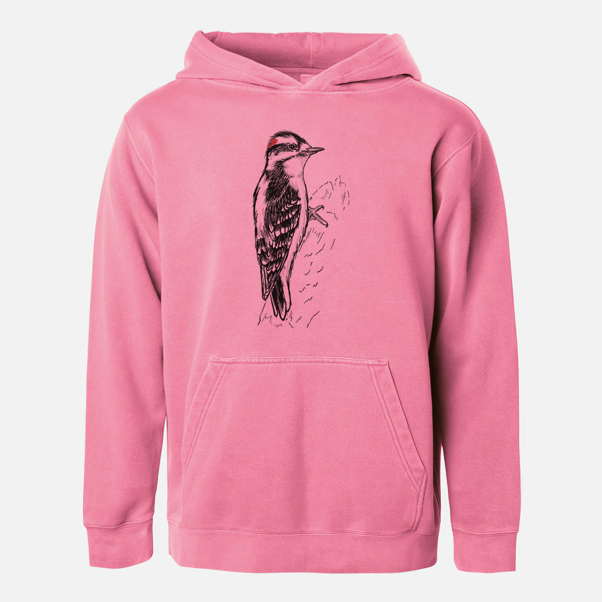 Downy Woodpecker - Picoides pubescens - Youth Pigment Dyed Hoodie