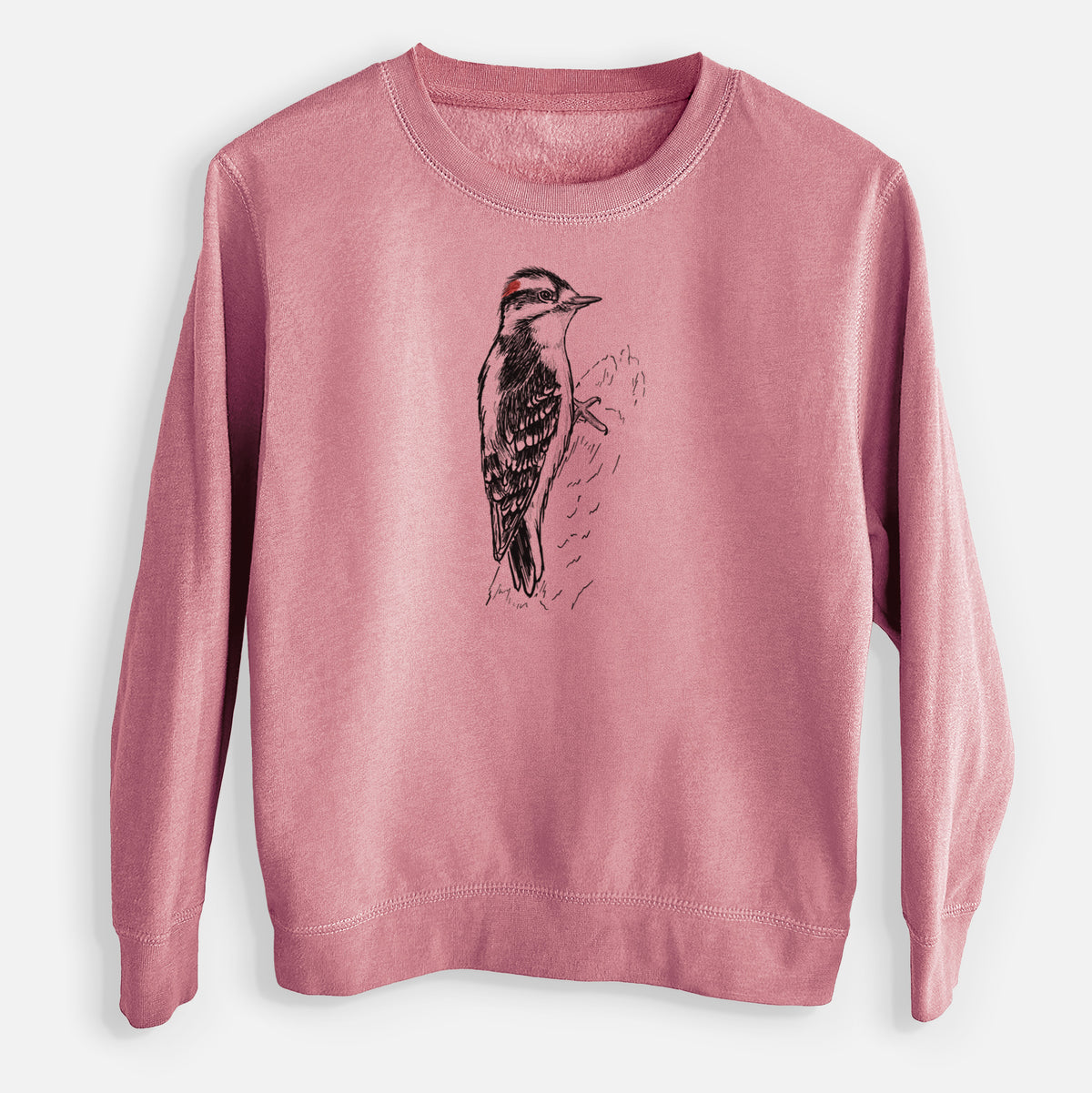 Downy Woodpecker - Picoides pubescens - Youth Lightweight Crewneck Sweatshirt