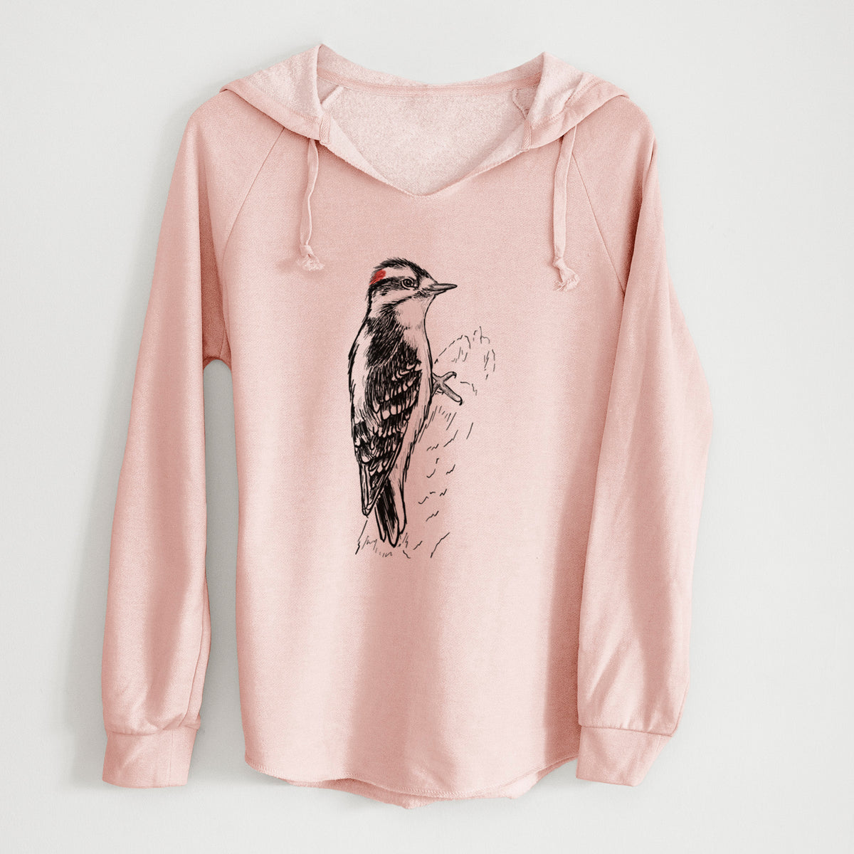 Downy Woodpecker - Picoides pubescens - Cali Wave Hooded Sweatshirt