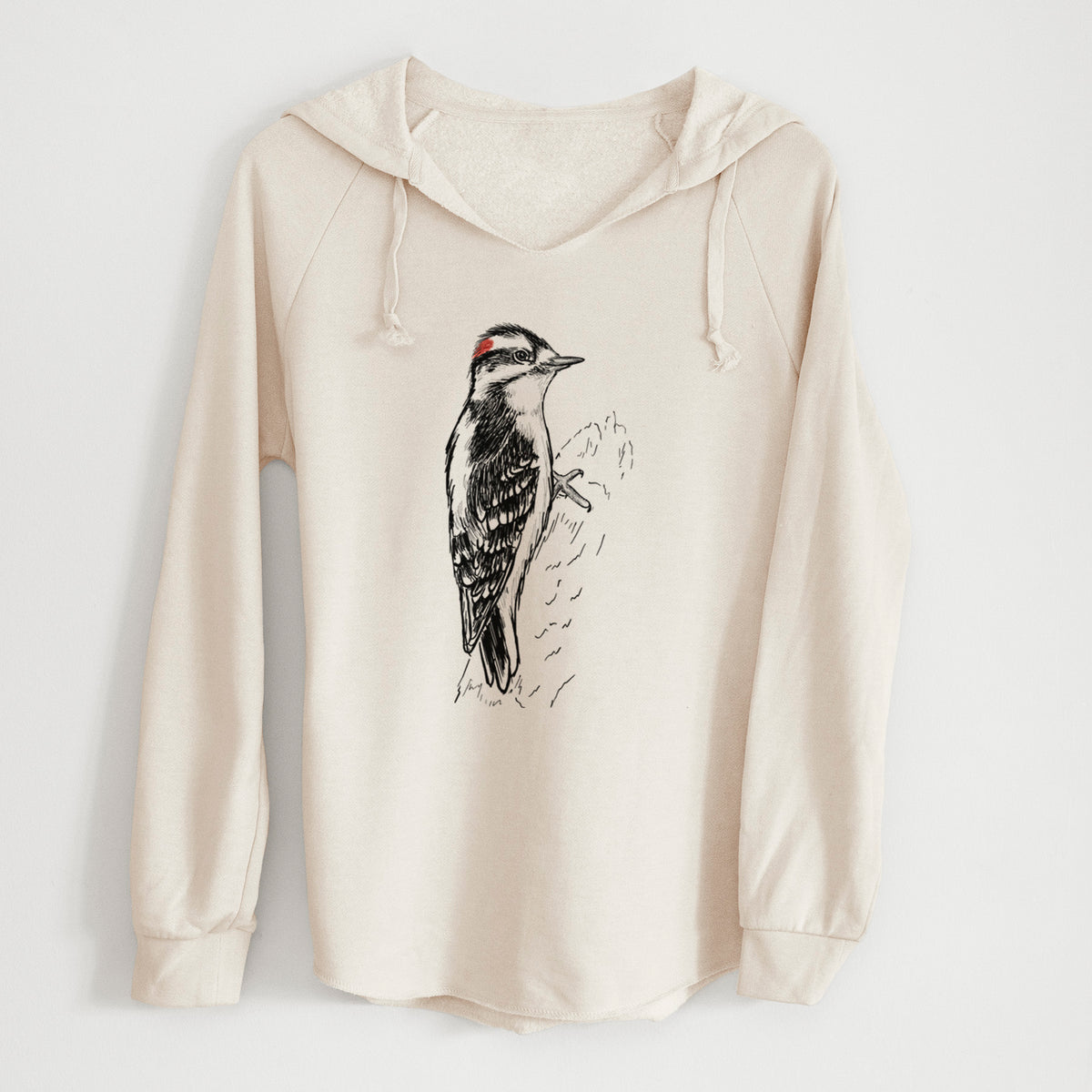 Downy Woodpecker - Picoides pubescens - Cali Wave Hooded Sweatshirt